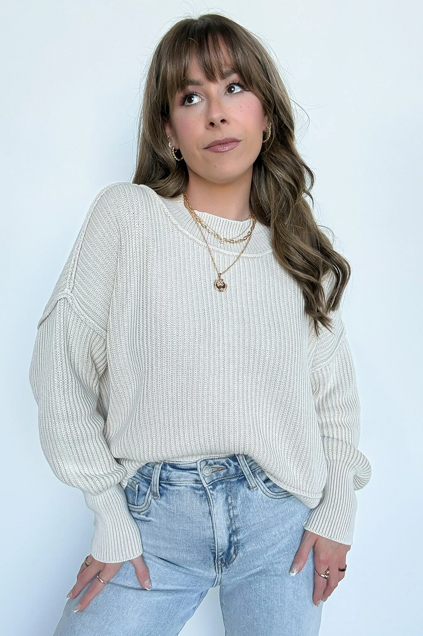 Tara Washed Side Slit Knit Sweater - BACK IN STOCK
