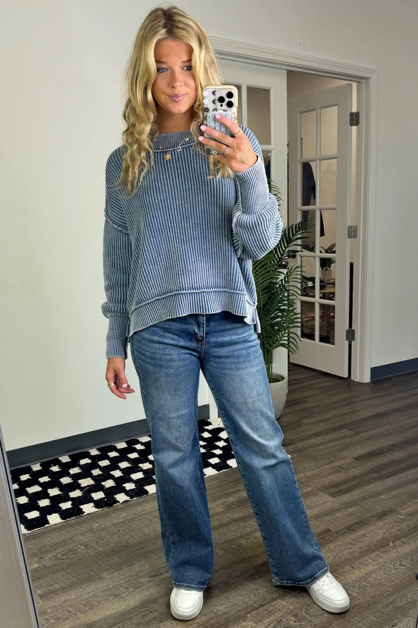 Tara Washed Side Slit Knit Sweater - BACK IN STOCK