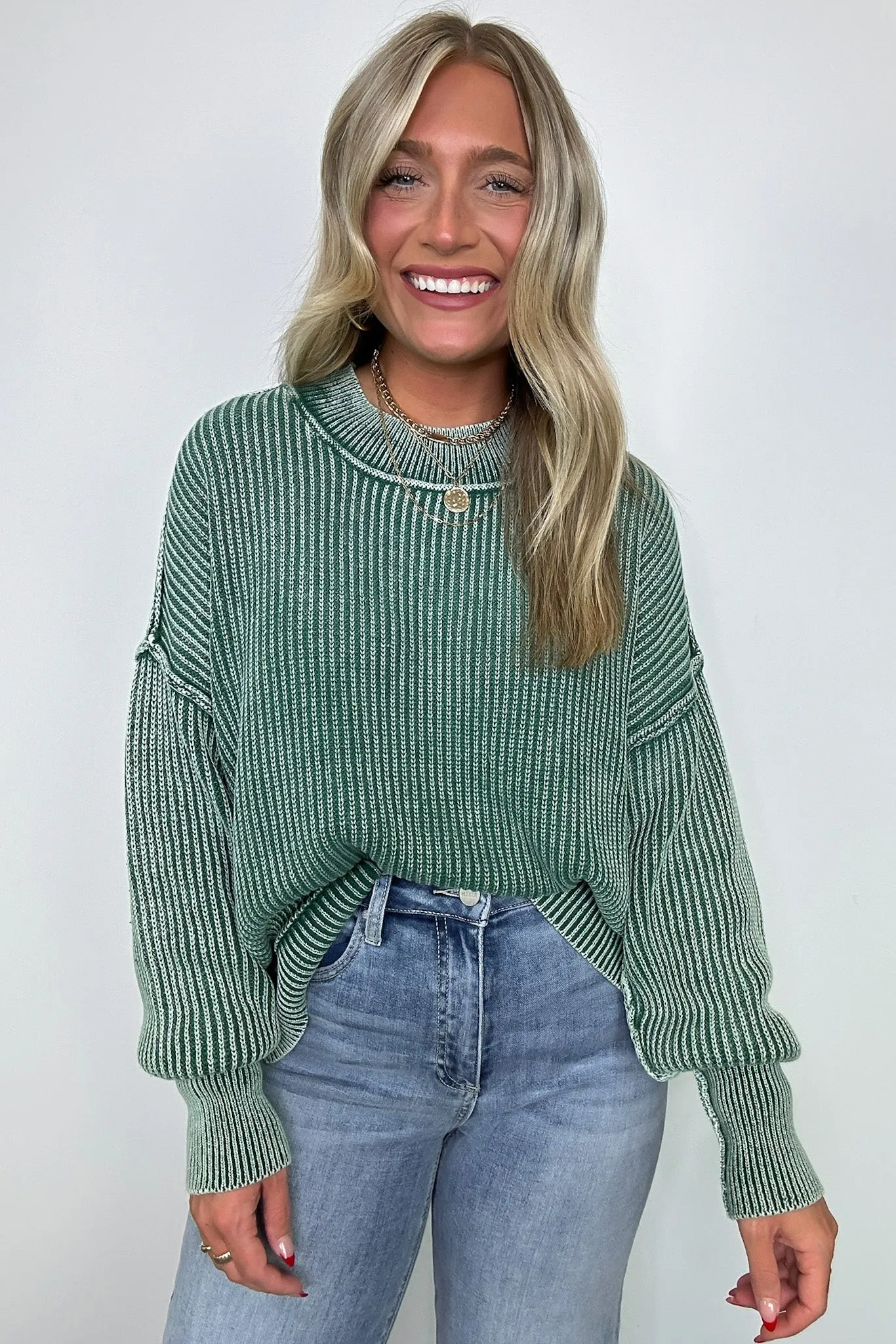 Tara Washed Side Slit Knit Sweater - BACK IN STOCK
