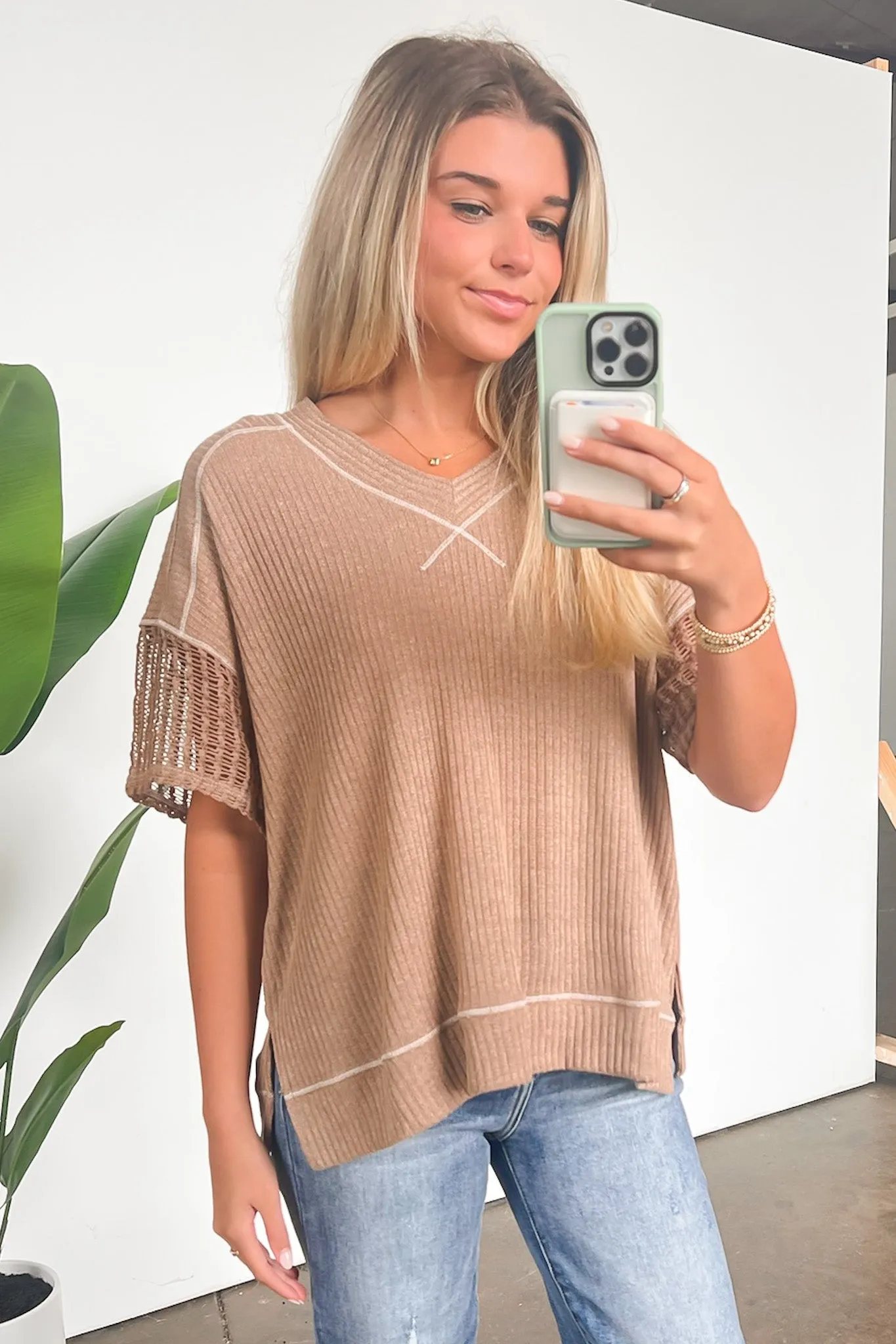 Taravella Crochet Contrast Binding Top - FINAL SALE