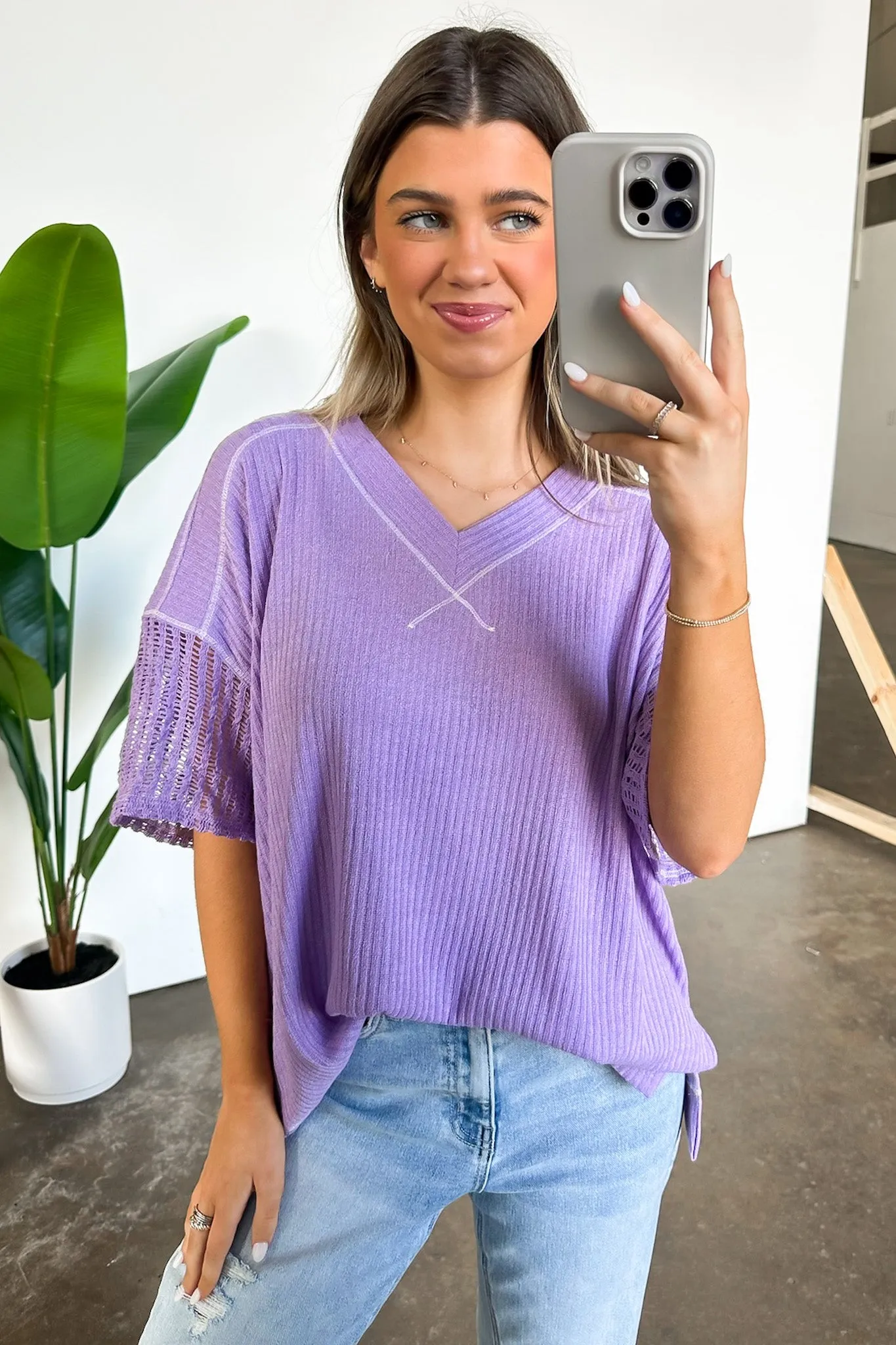 Taravella Crochet Contrast Binding Top - FINAL SALE