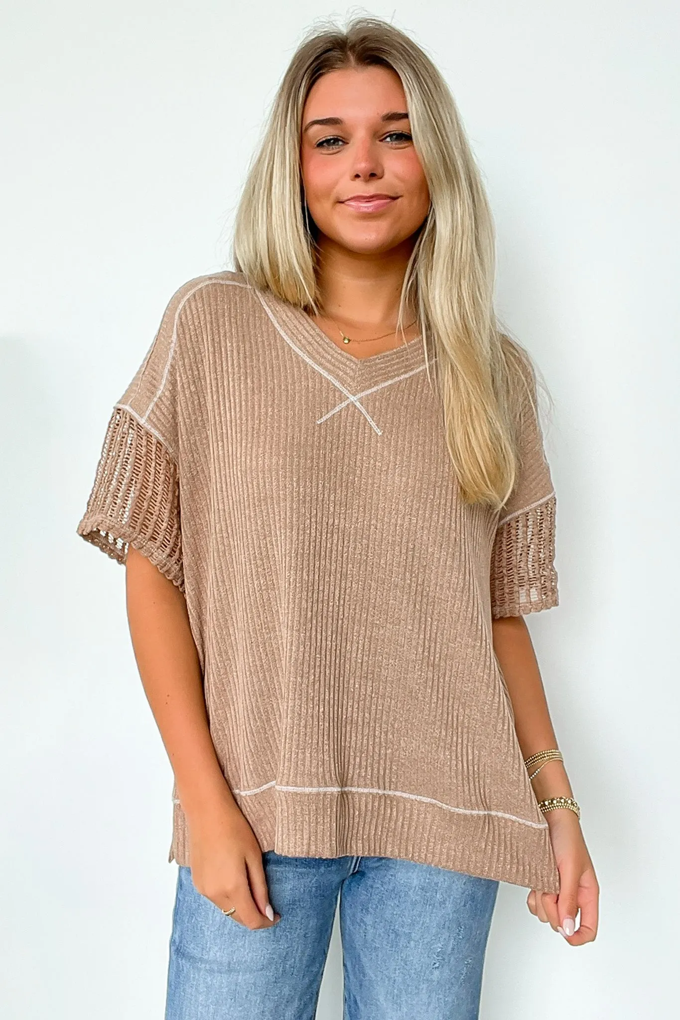 Taravella Crochet Contrast Binding Top - FINAL SALE