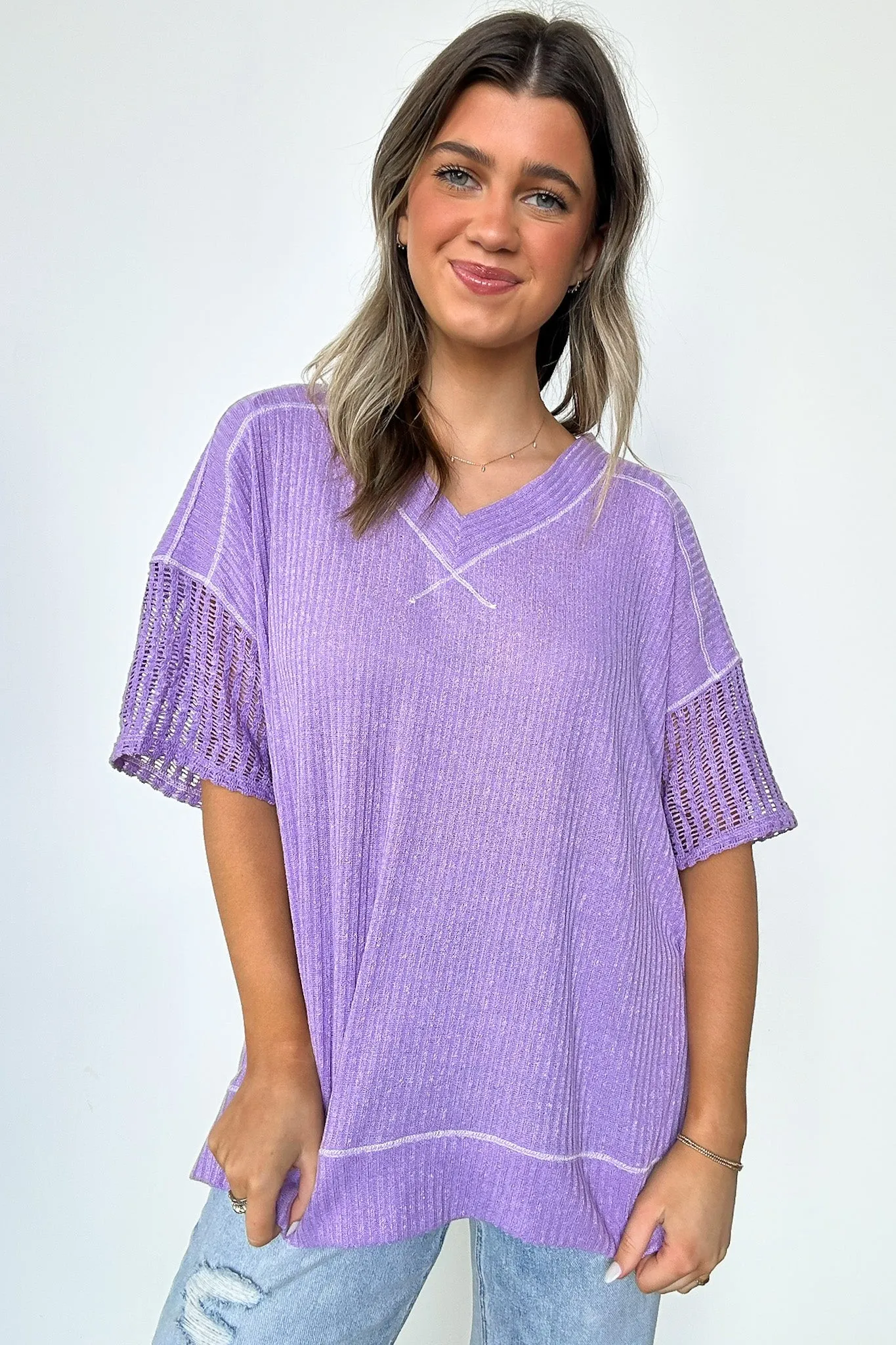Taravella Crochet Contrast Binding Top - FINAL SALE