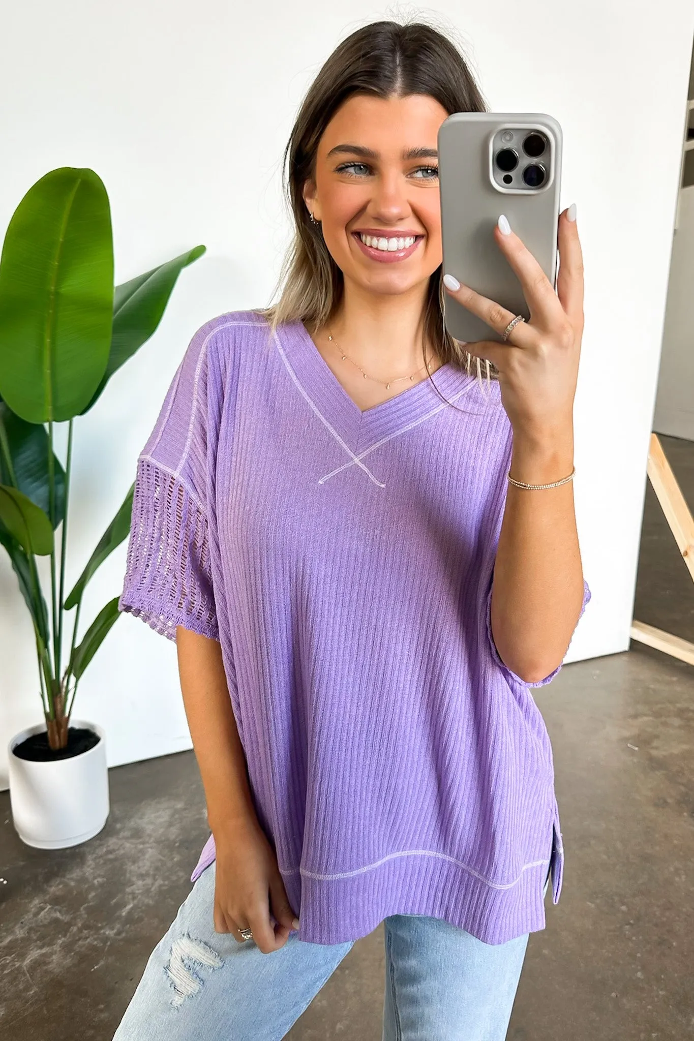 Taravella Crochet Contrast Binding Top - FINAL SALE