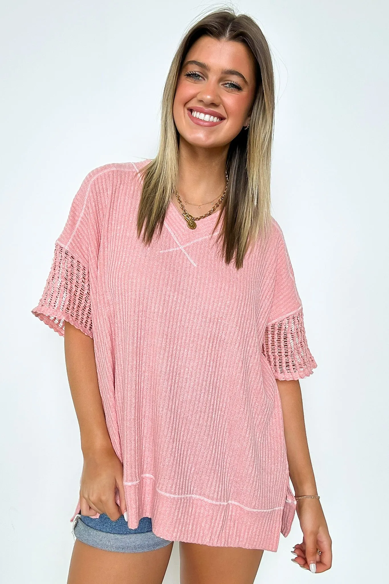 Taravella Crochet Contrast Binding Top - FINAL SALE