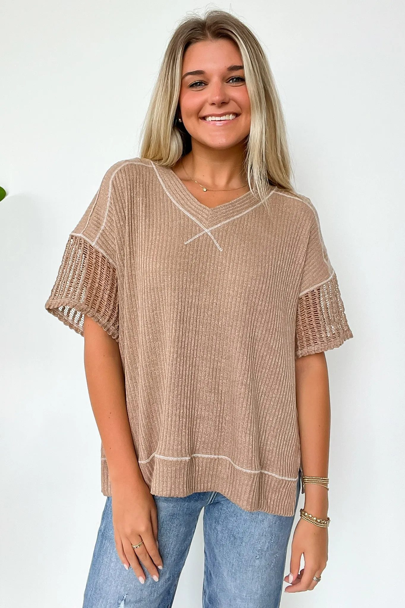 Taravella Crochet Contrast Binding Top - FINAL SALE