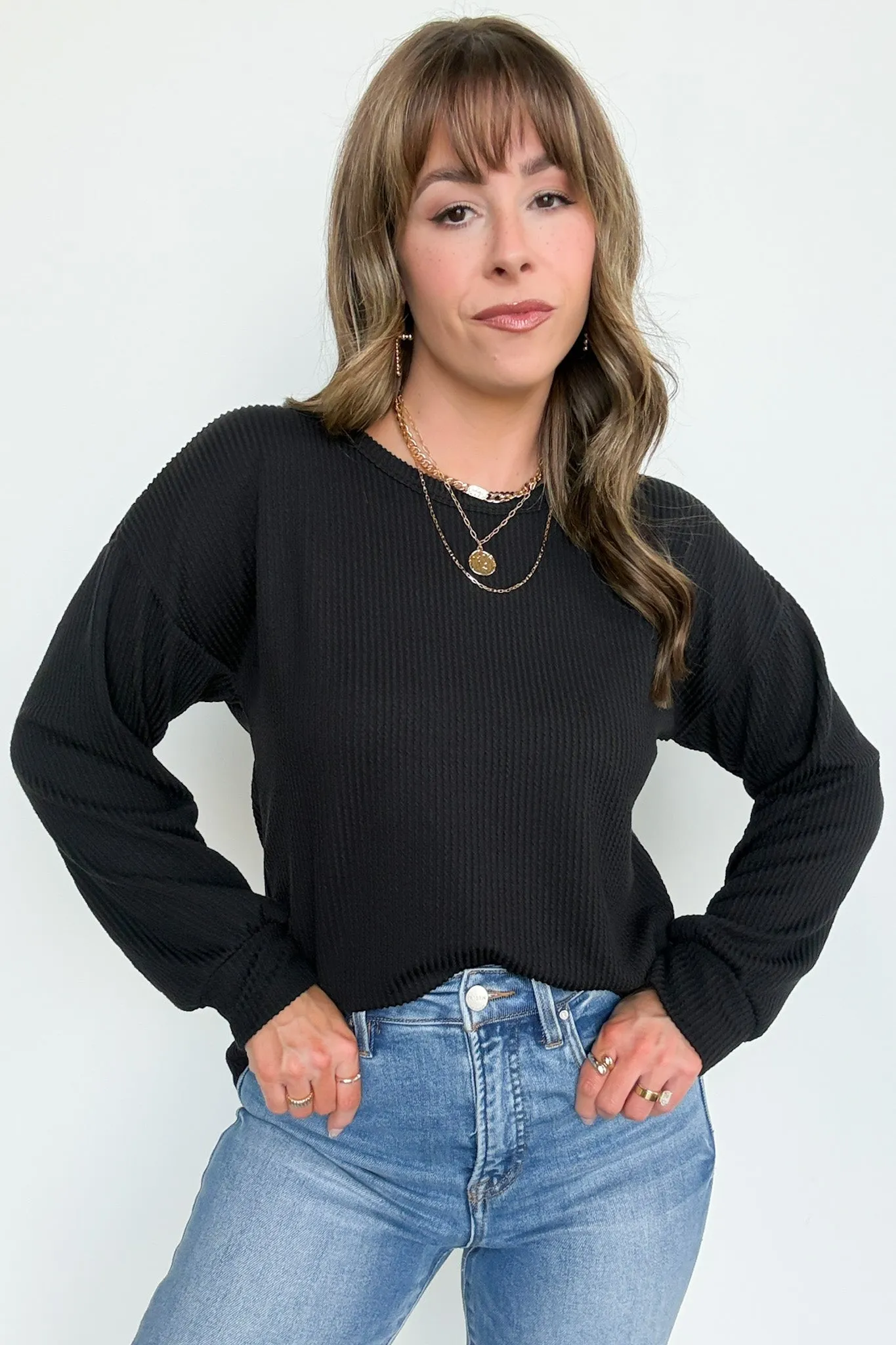 Taryn Ribbed Knit Puff Sleeve Top