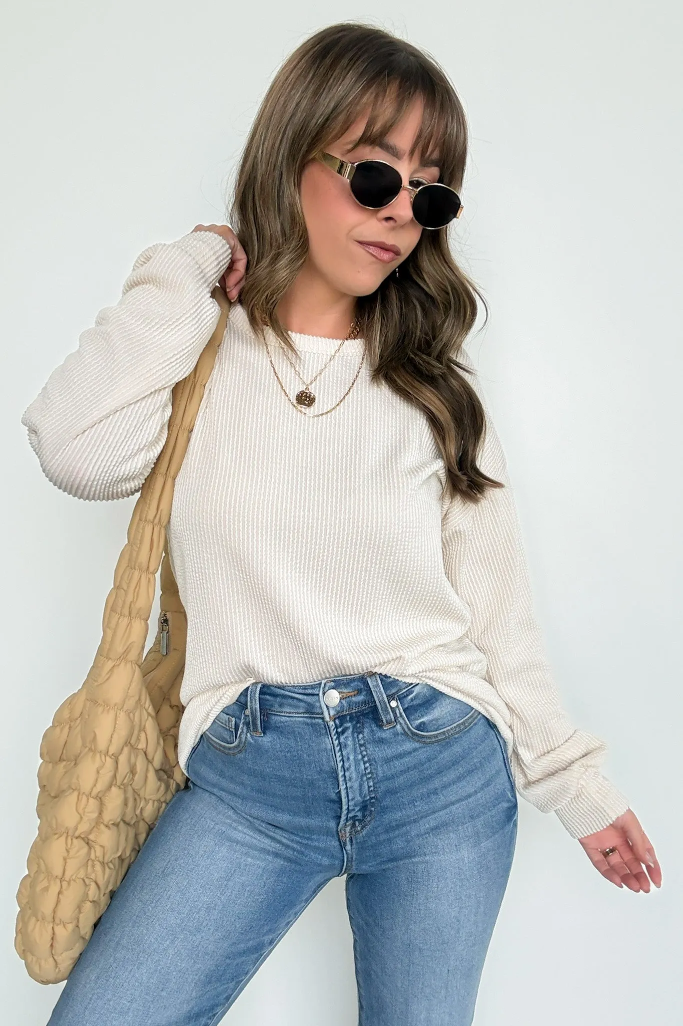 Taryn Ribbed Knit Puff Sleeve Top