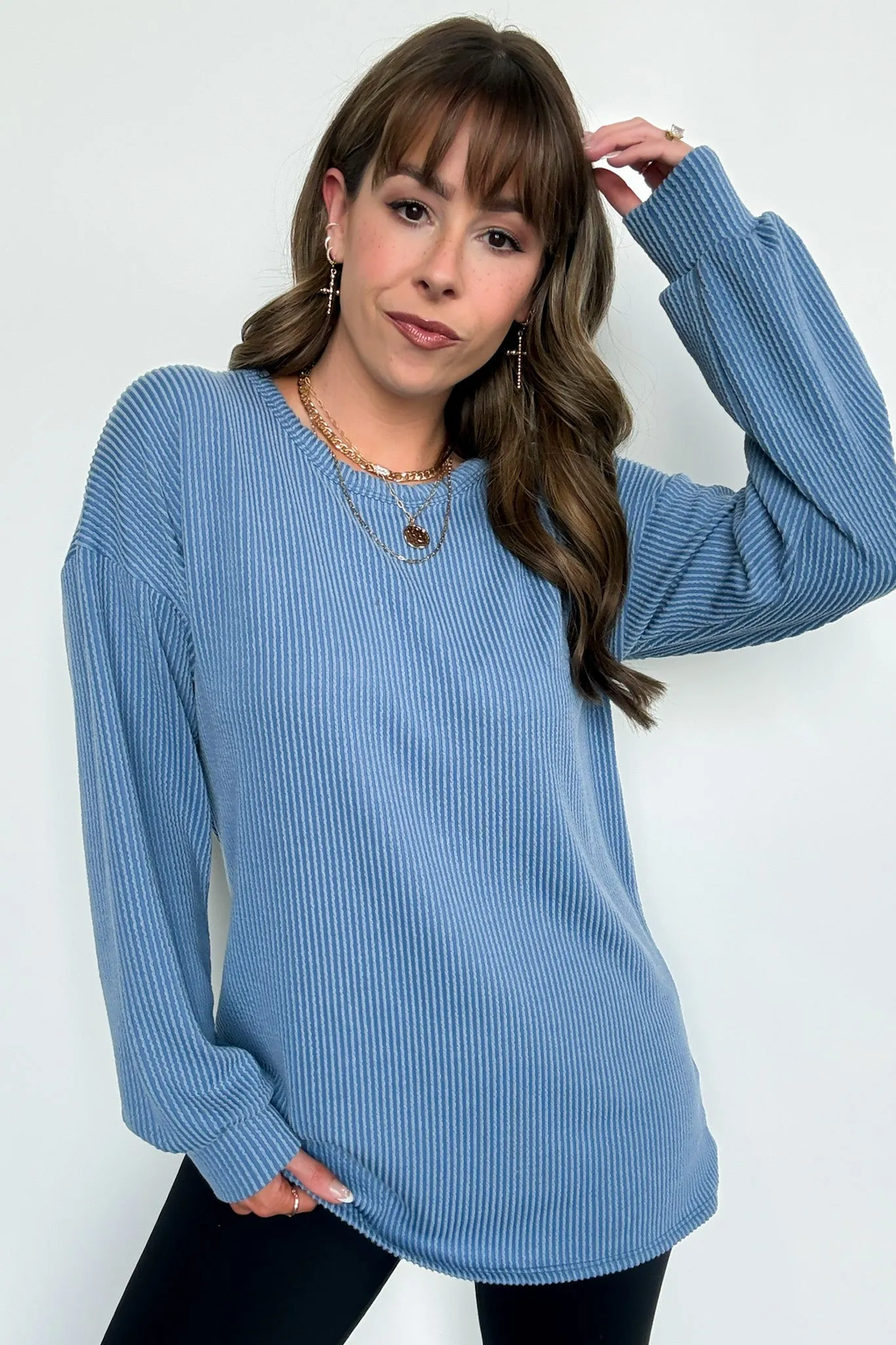 Taryn Ribbed Knit Puff Sleeve Top