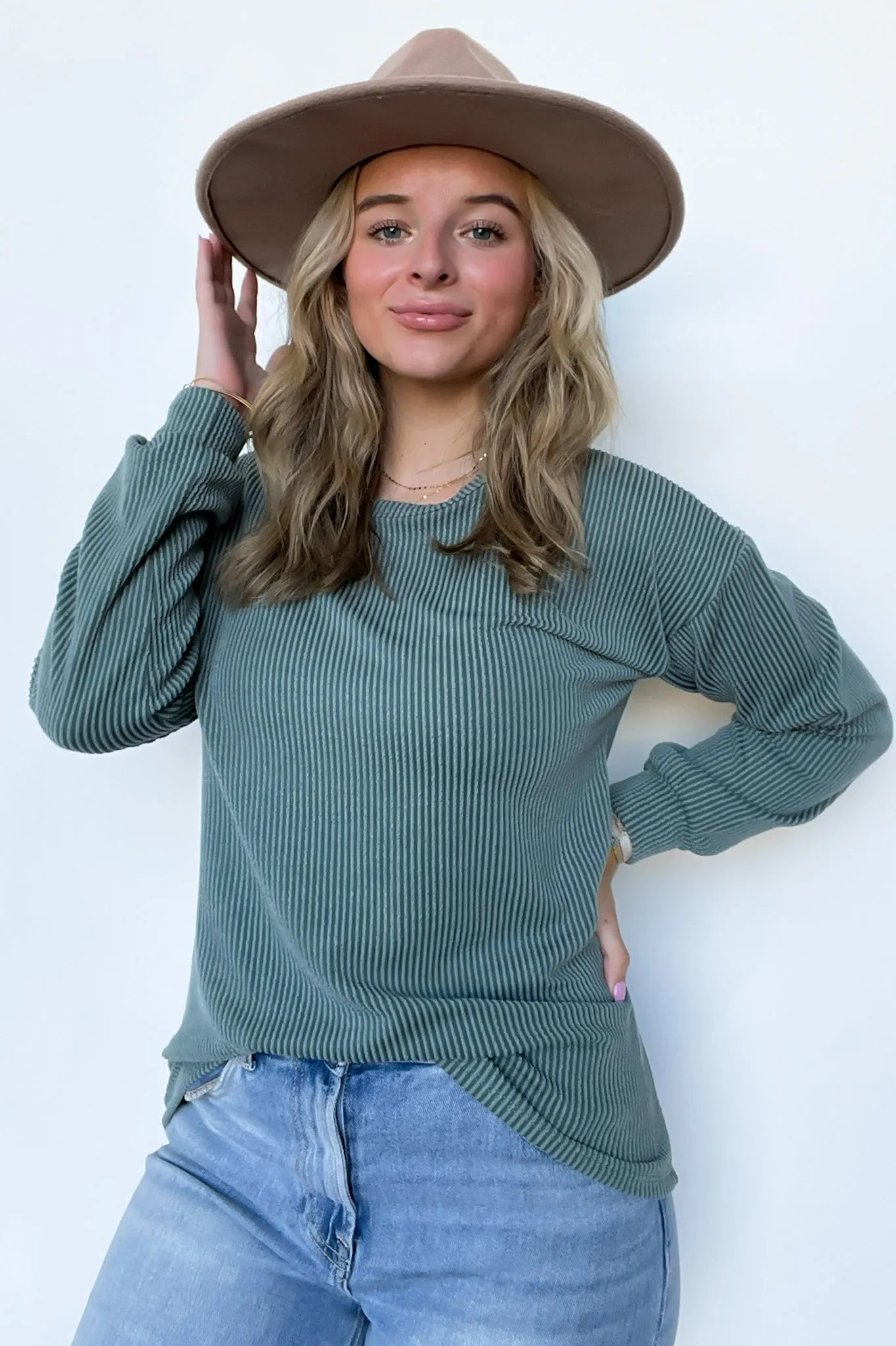 Taryn Ribbed Knit Puff Sleeve Top