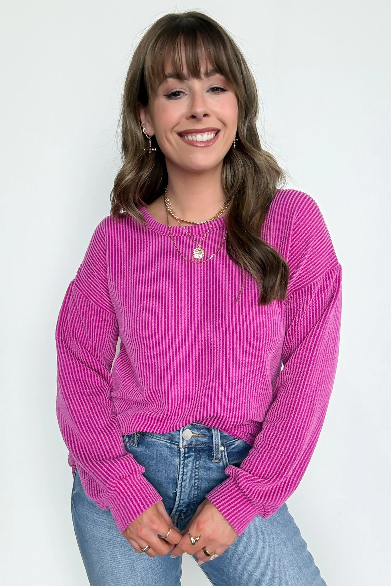 Taryn Ribbed Knit Puff Sleeve Top