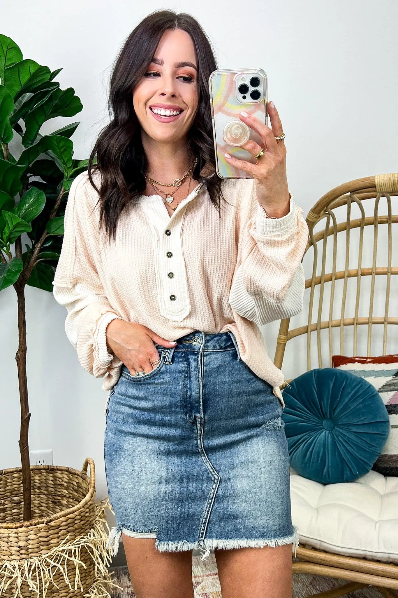Tell it All Frayed Hem Denim Skirt - FINAL SALE
