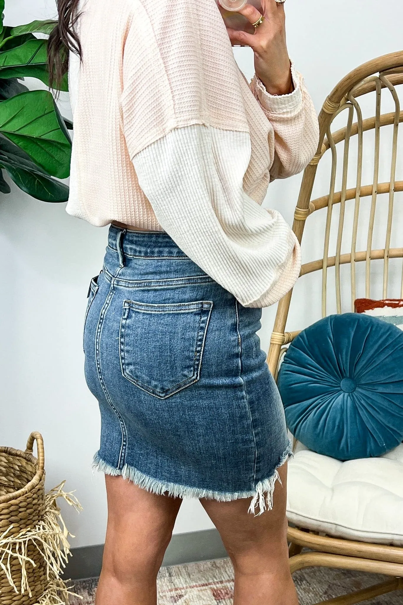Tell it All Frayed Hem Denim Skirt - FINAL SALE
