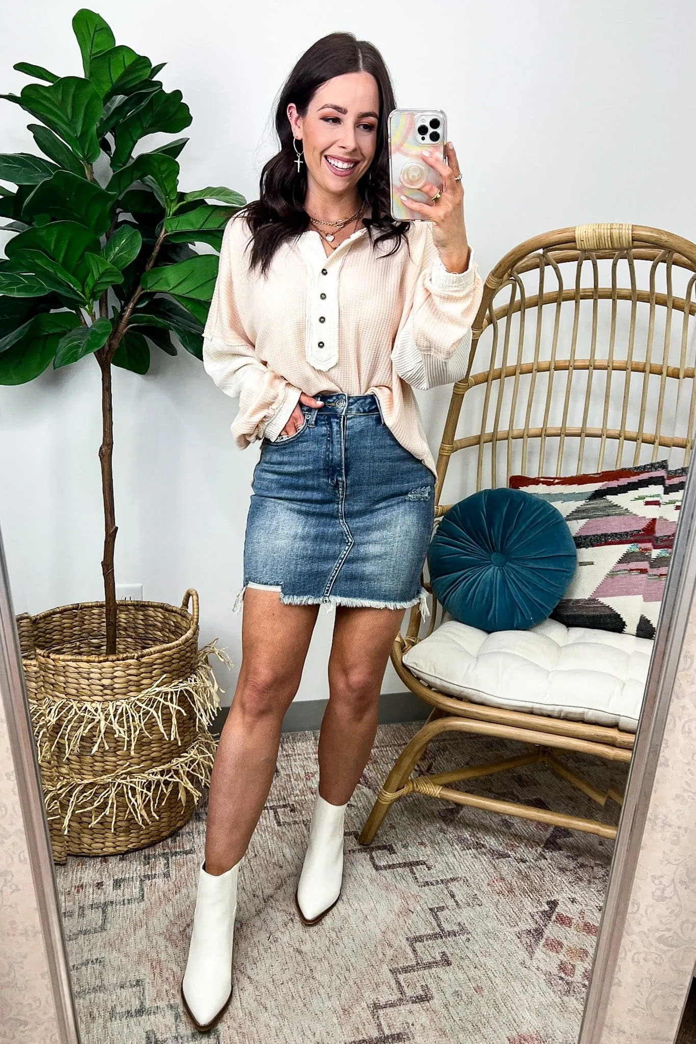 Tell it All Frayed Hem Denim Skirt - FINAL SALE