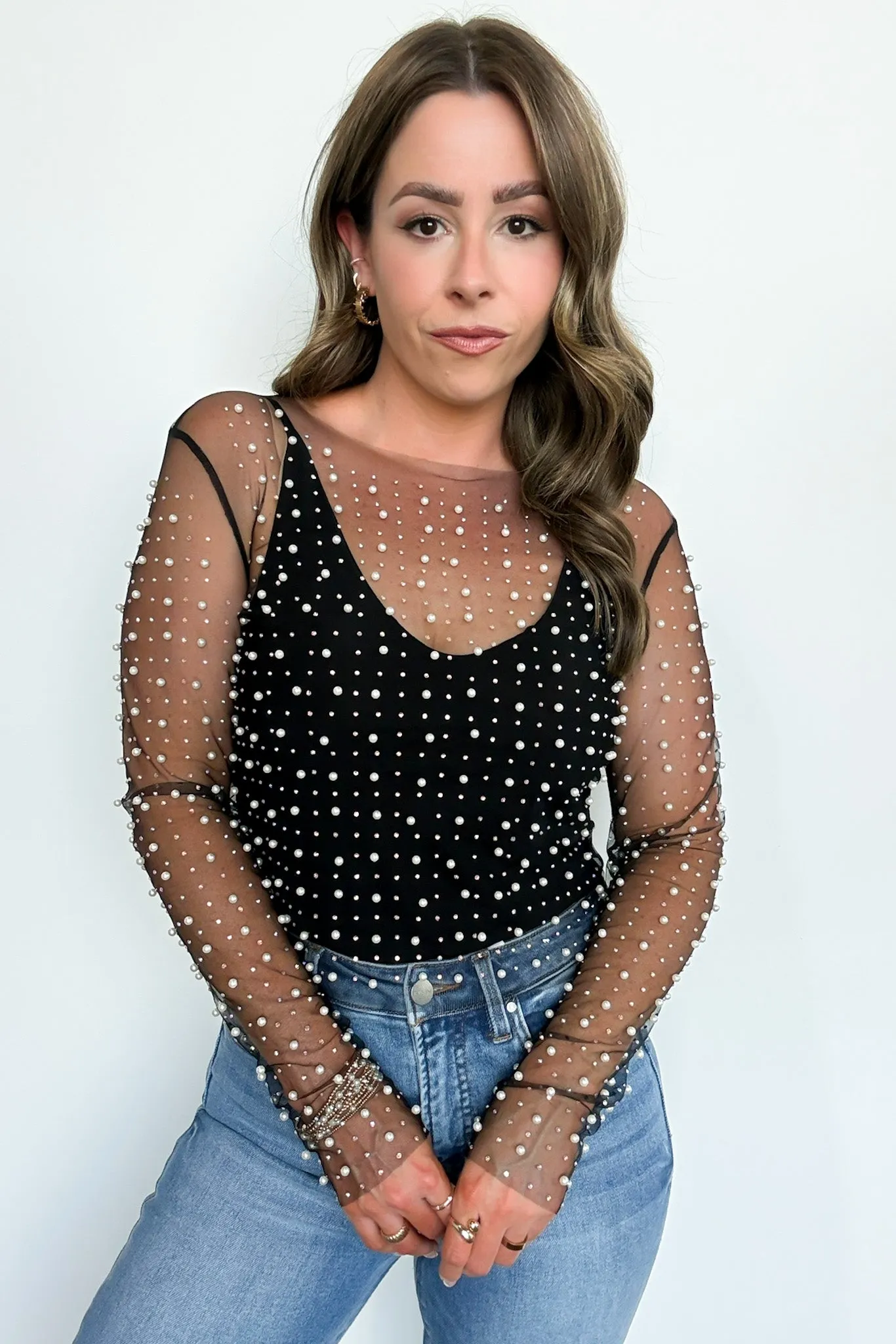 Tell Me More Metallic Mesh Top - FINAL SALE