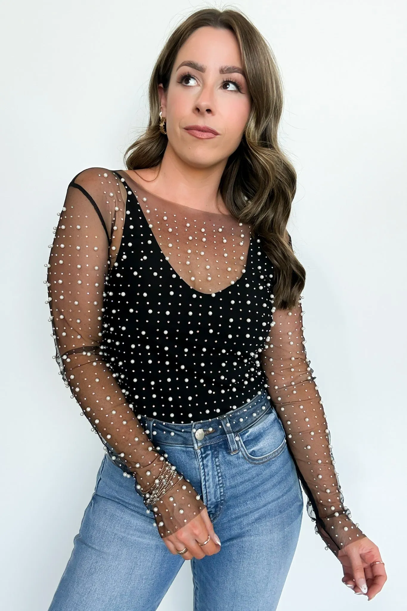 Tell Me More Metallic Mesh Top - FINAL SALE