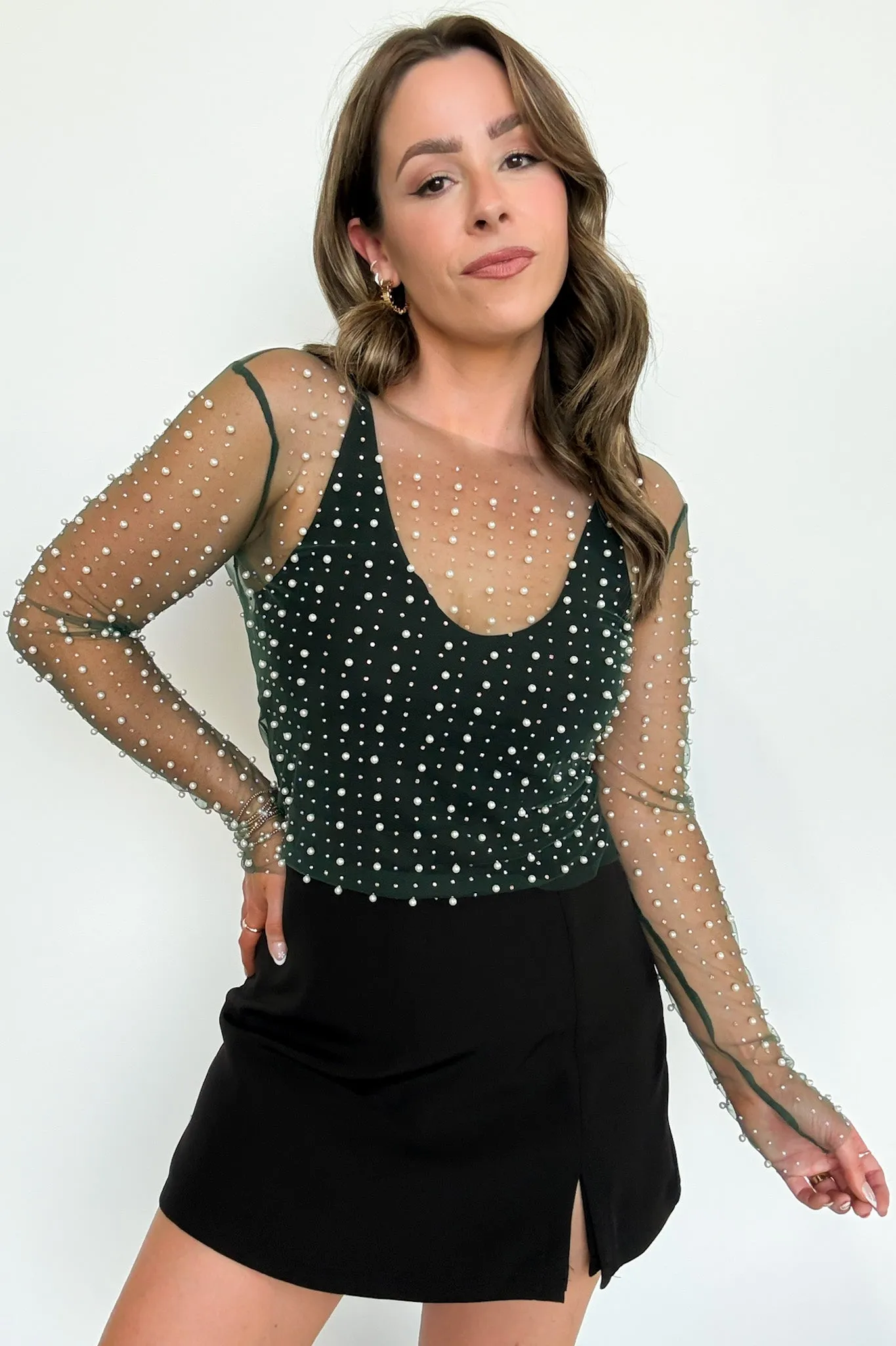Tell Me More Metallic Mesh Top - FINAL SALE