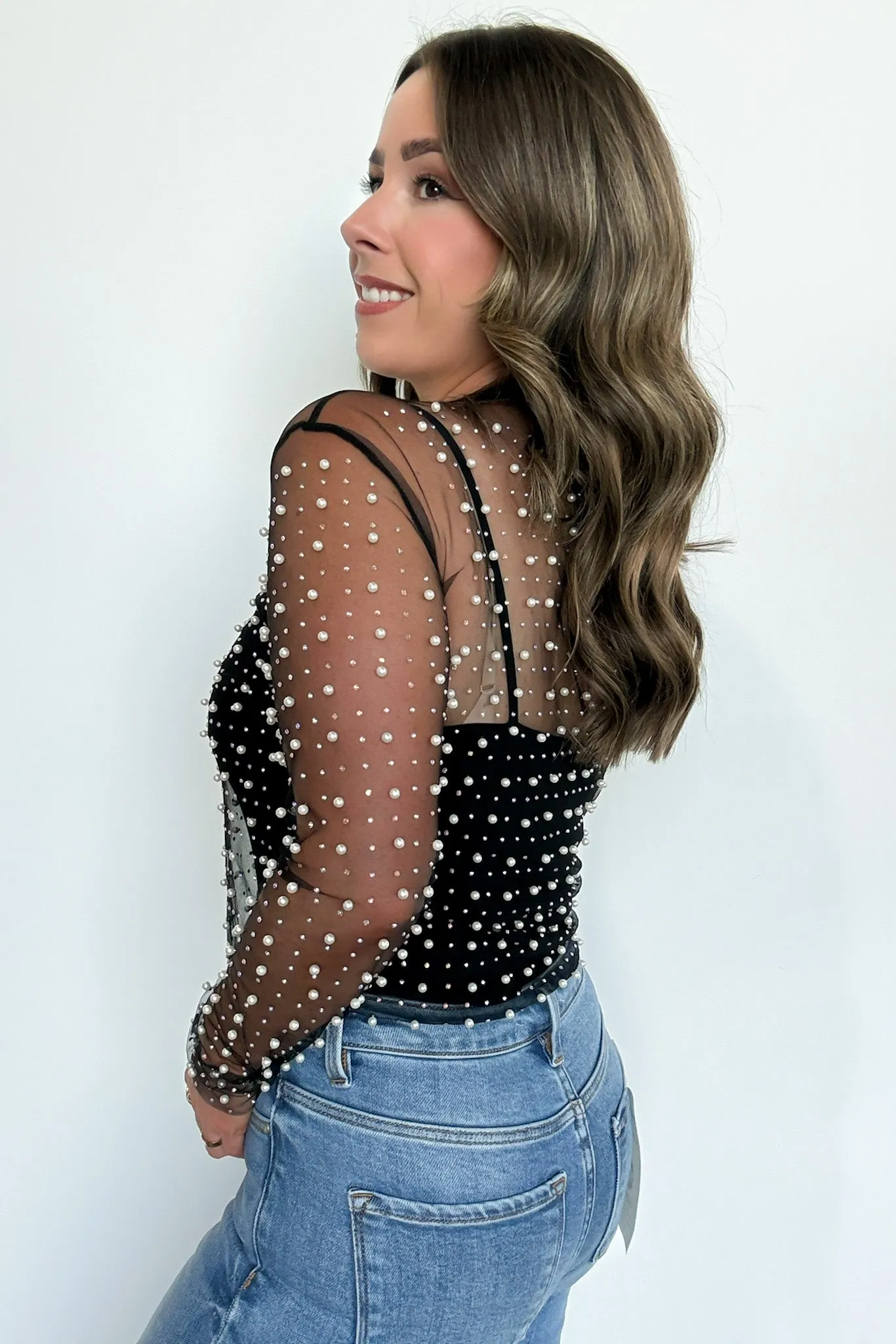 Tell Me More Metallic Mesh Top - FINAL SALE