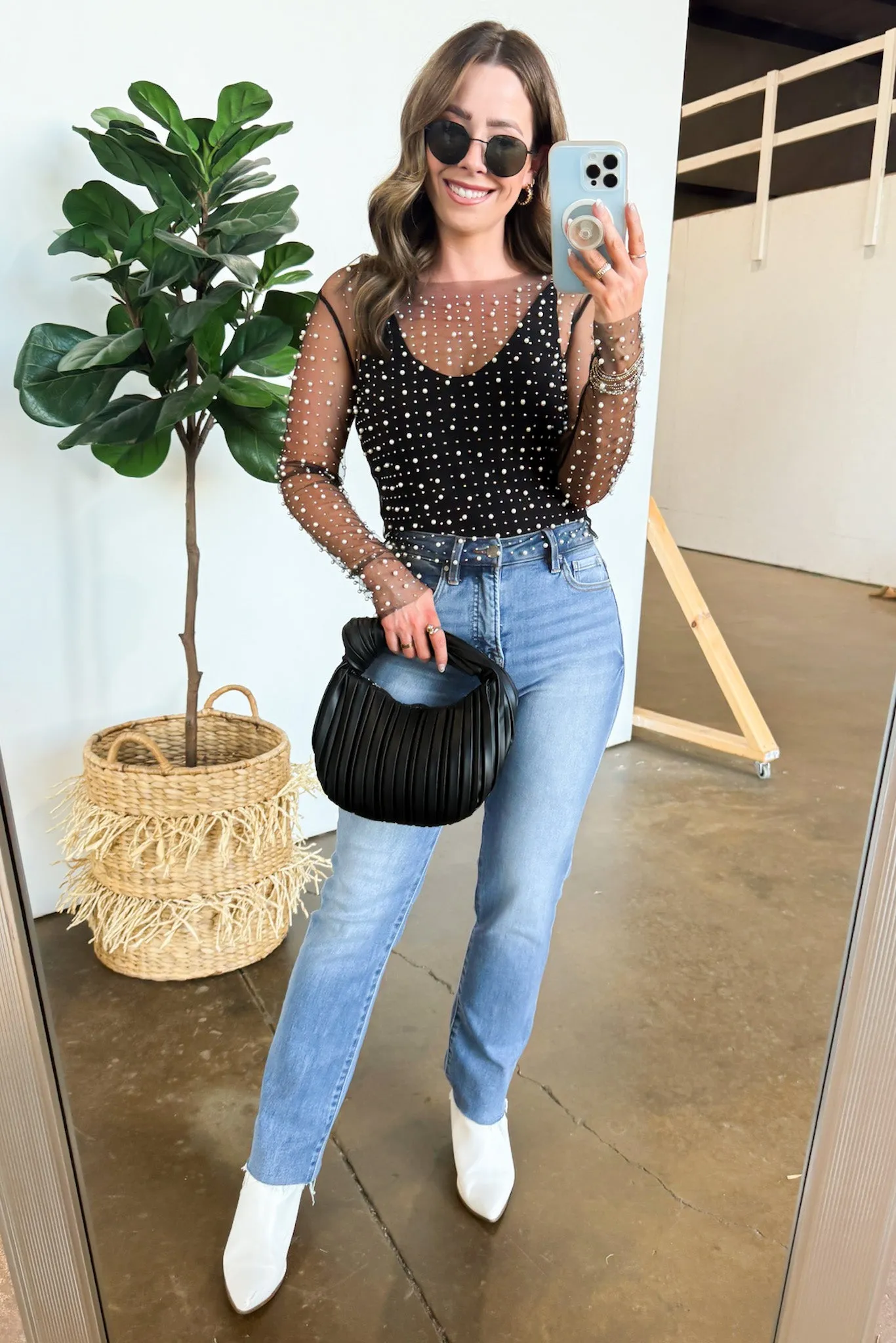 Tell Me More Metallic Mesh Top - FINAL SALE