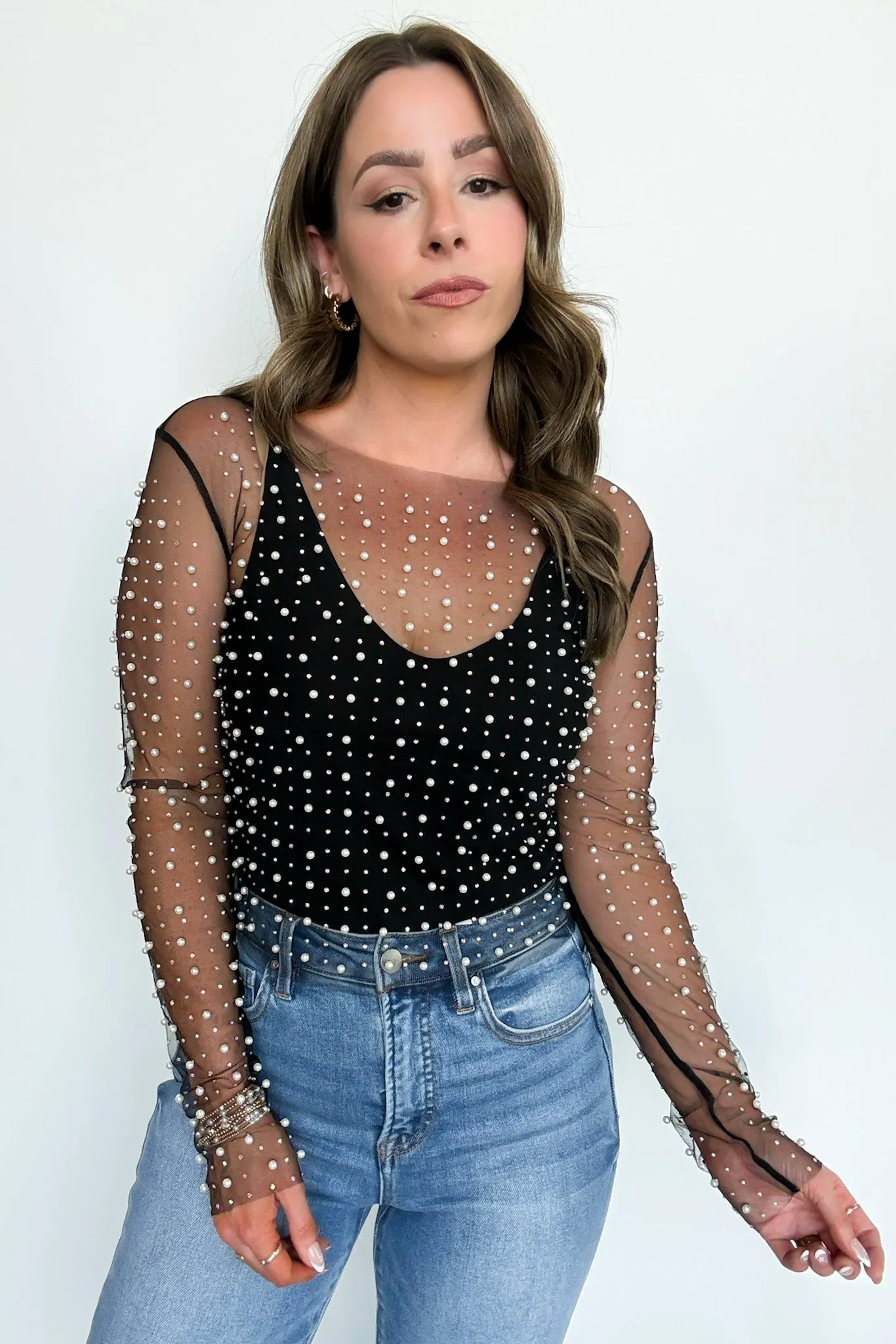 Tell Me More Metallic Mesh Top - FINAL SALE