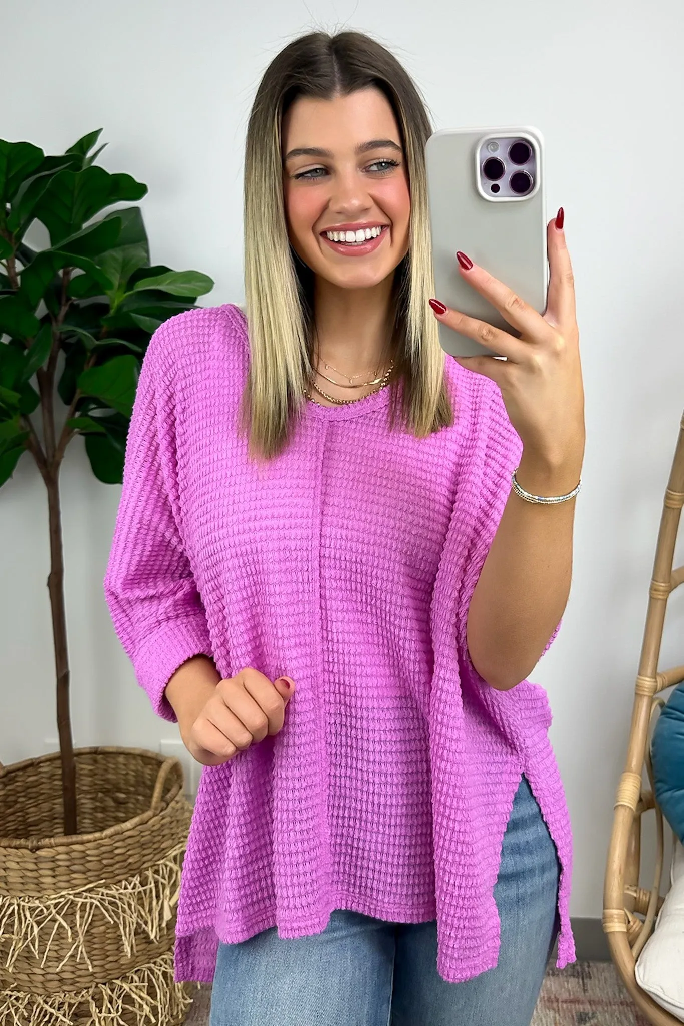 Tetrah V-Neck Waffle Knit Top - BACK IN STOCK