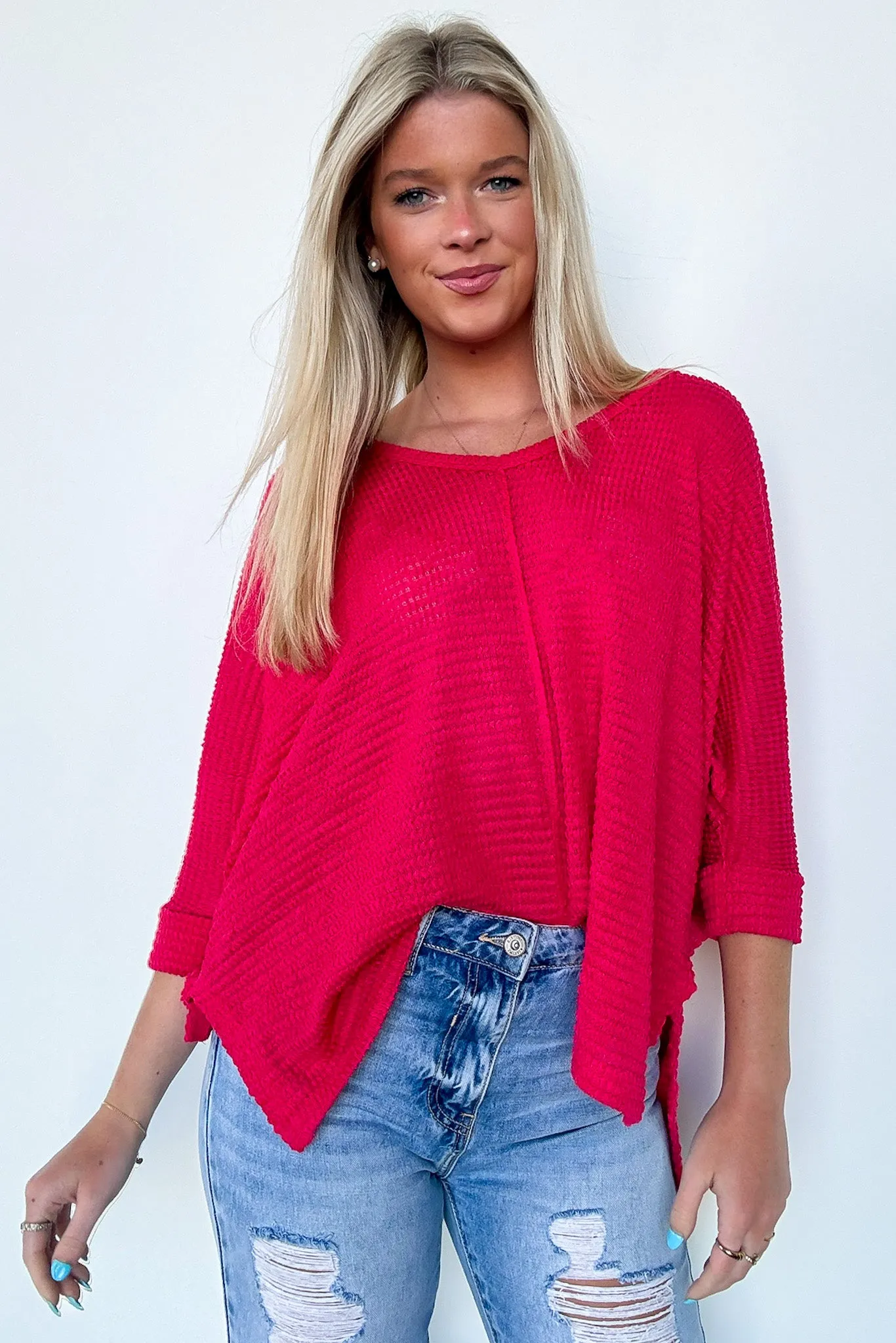 Tetrah V-Neck Waffle Knit Top - BACK IN STOCK