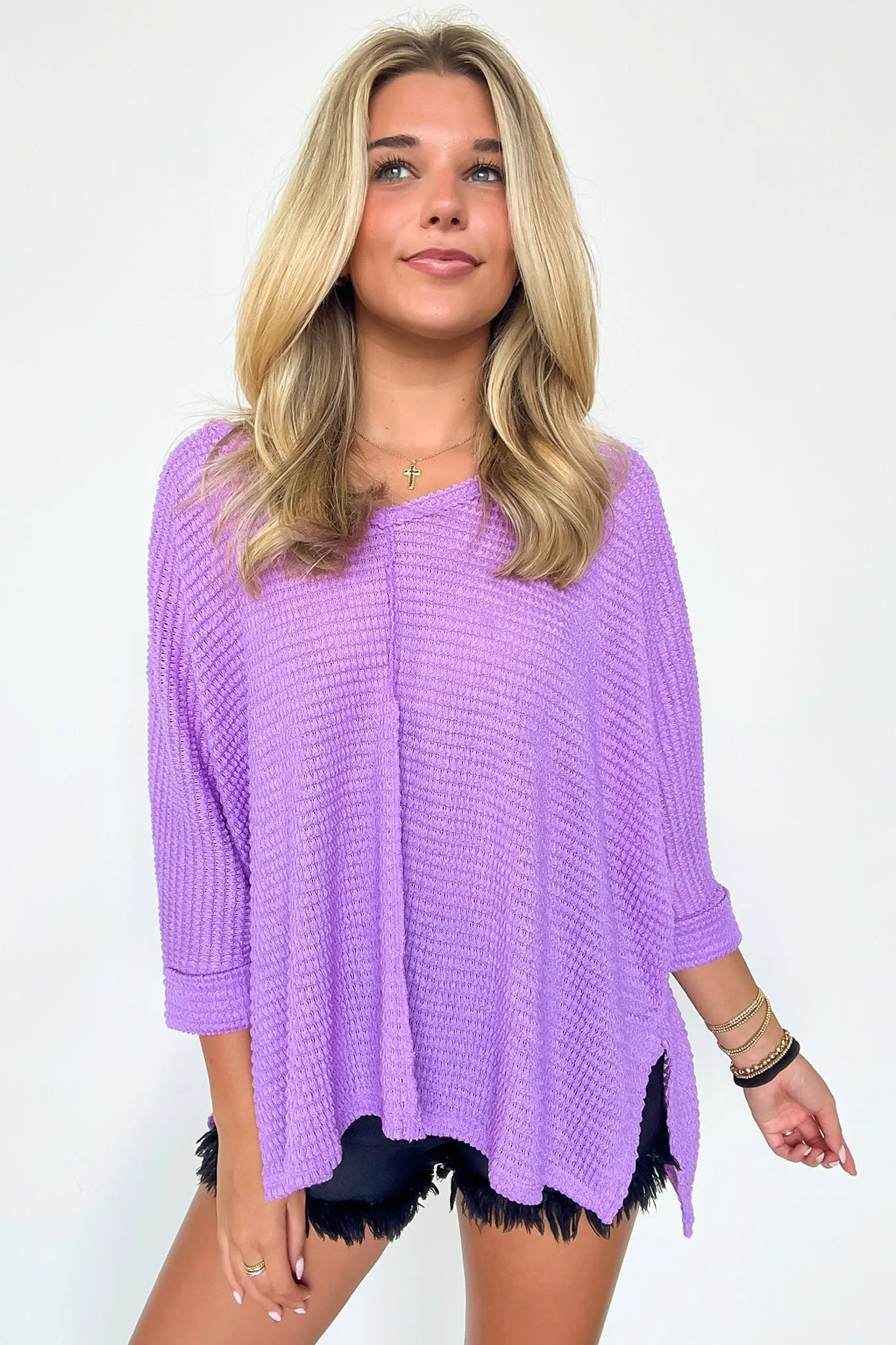Tetrah V-Neck Waffle Knit Top - BACK IN STOCK