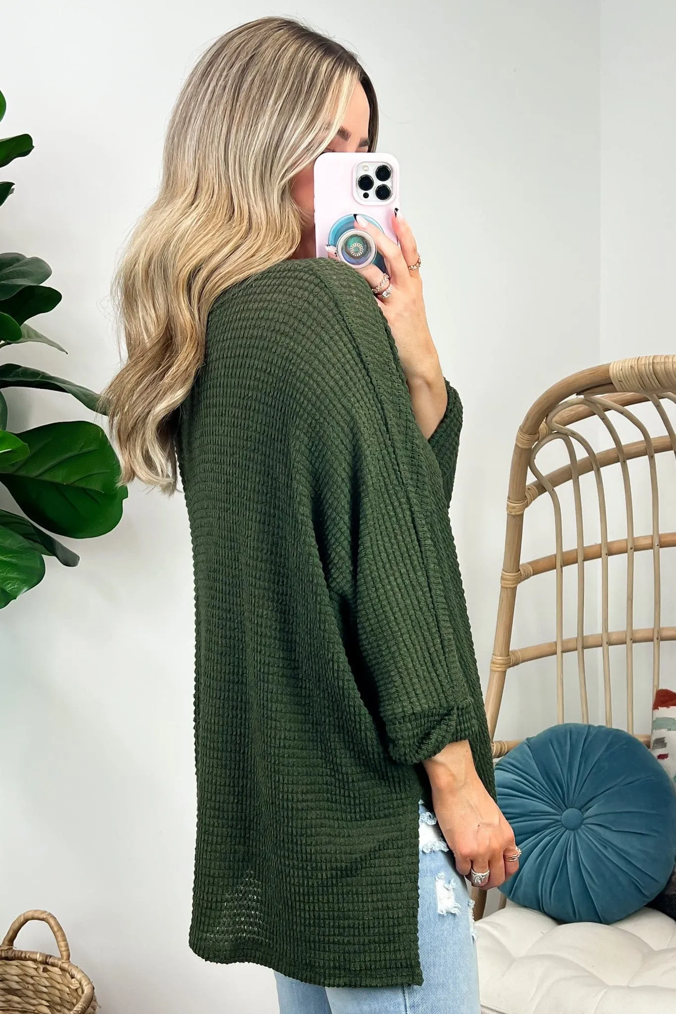 Tetrah V-Neck Waffle Knit Top - BACK IN STOCK