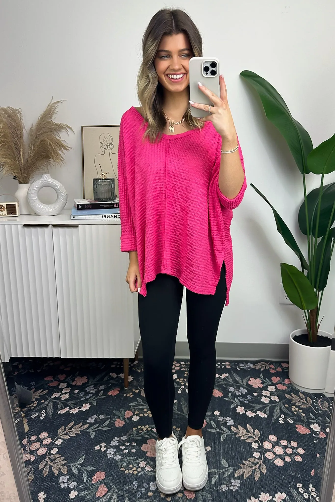 Tetrah V-Neck Waffle Knit Top - BACK IN STOCK