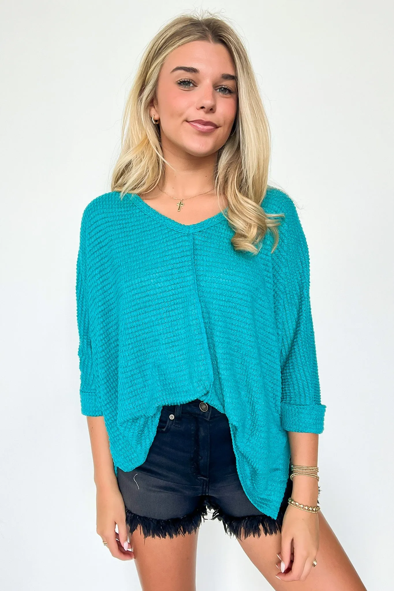 Tetrah V-Neck Waffle Knit Top - BACK IN STOCK