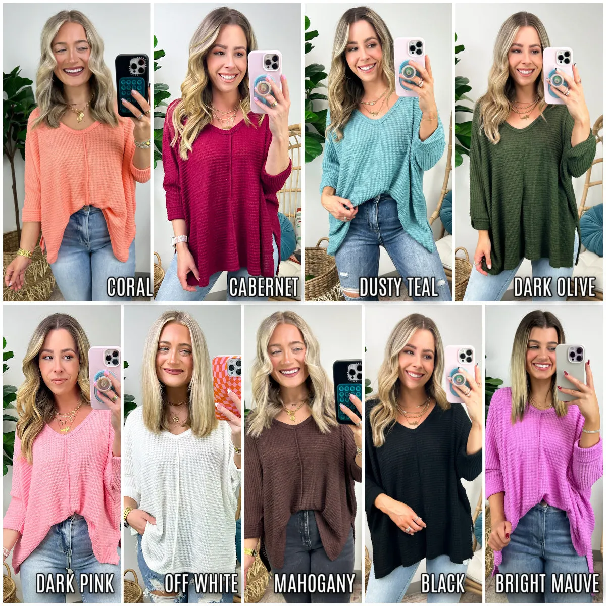 Tetrah V-Neck Waffle Knit Top - BACK IN STOCK