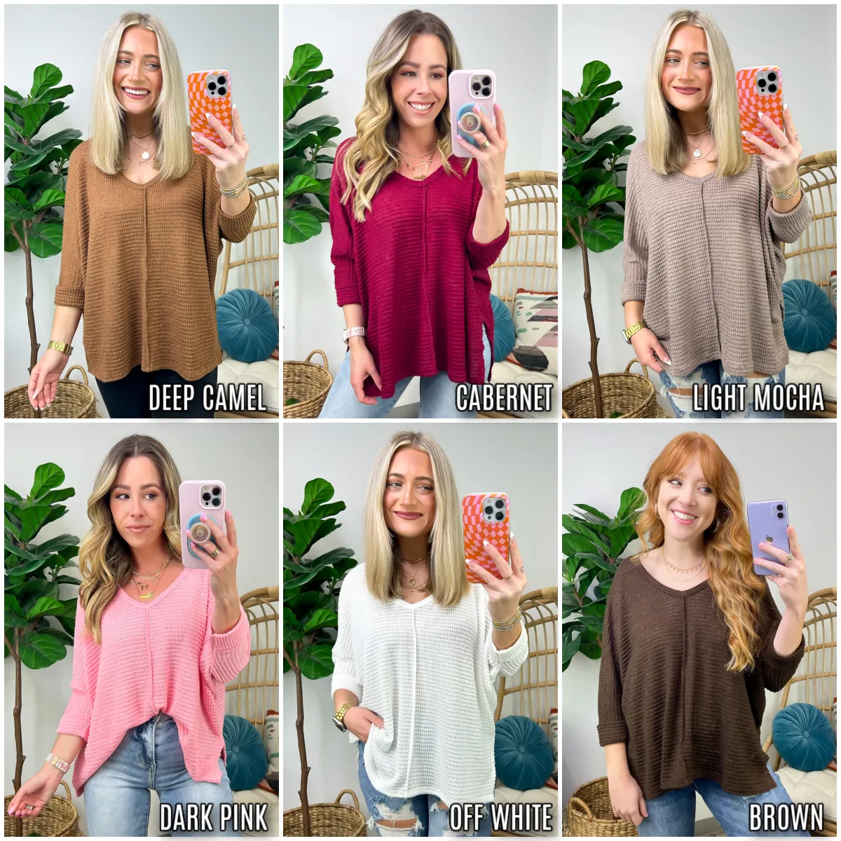 Tetrah V-Neck Waffle Knit Top - BACK IN STOCK