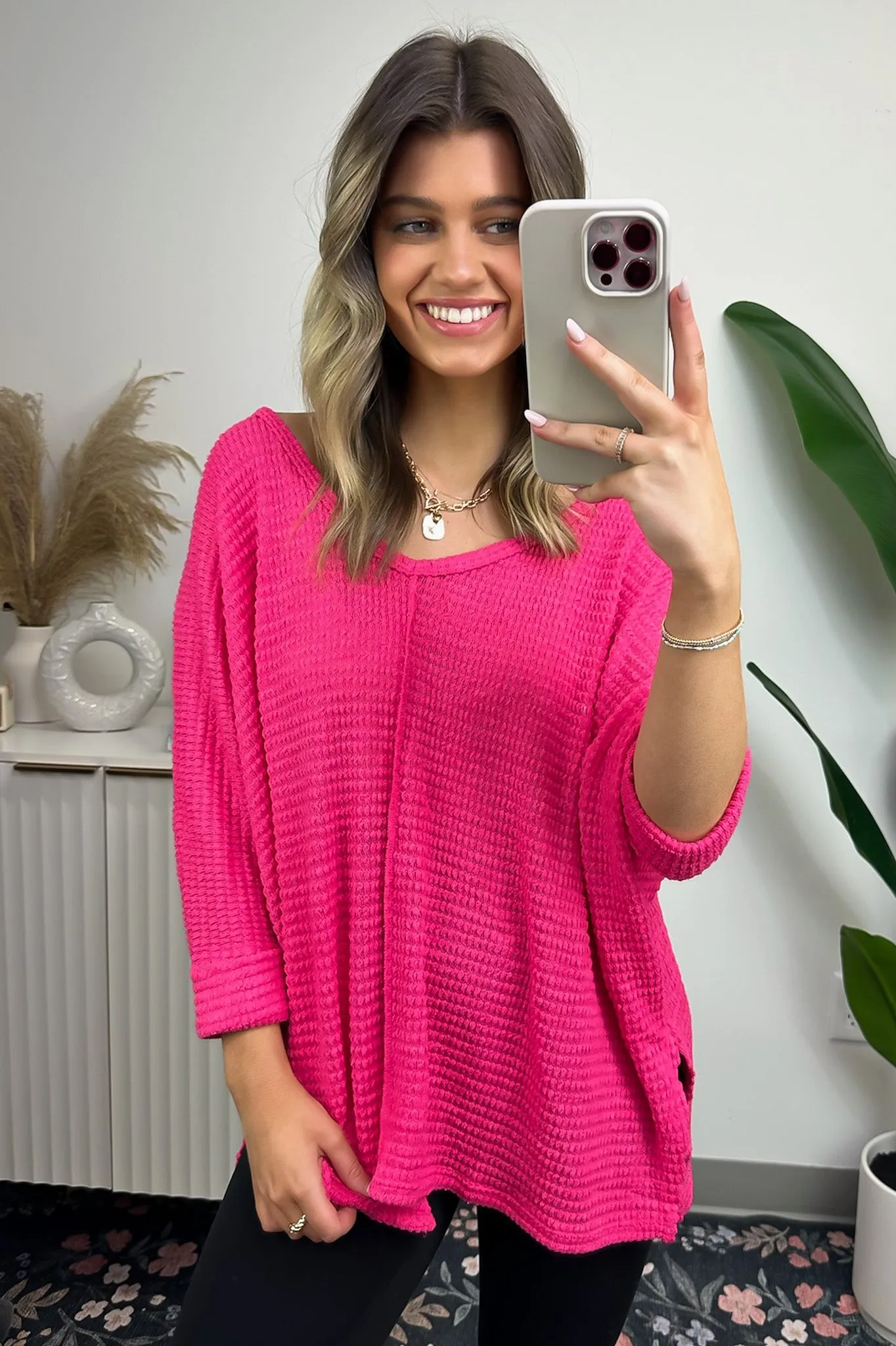 Tetrah V-Neck Waffle Knit Top - BACK IN STOCK