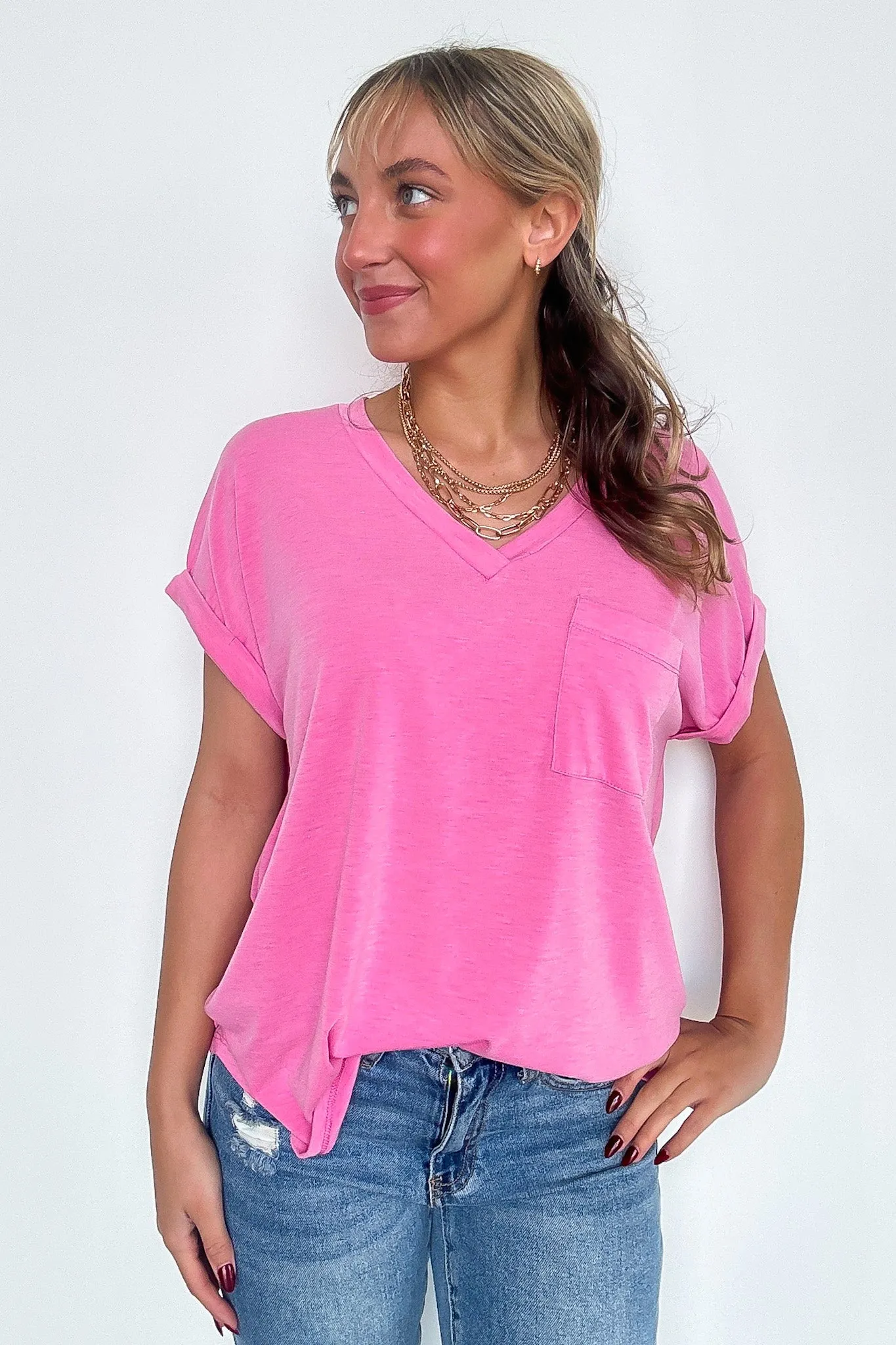 The Lila Tee V-Neck Pocket Top