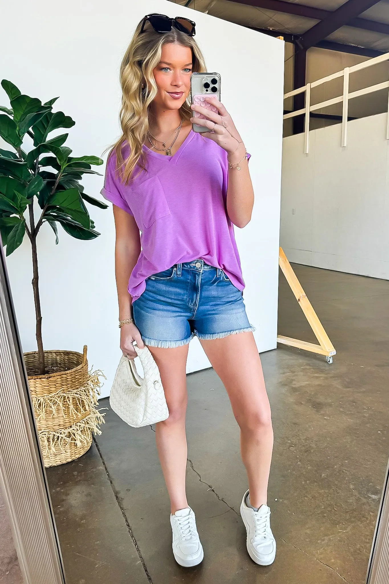 The Lila Tee V-Neck Pocket Top