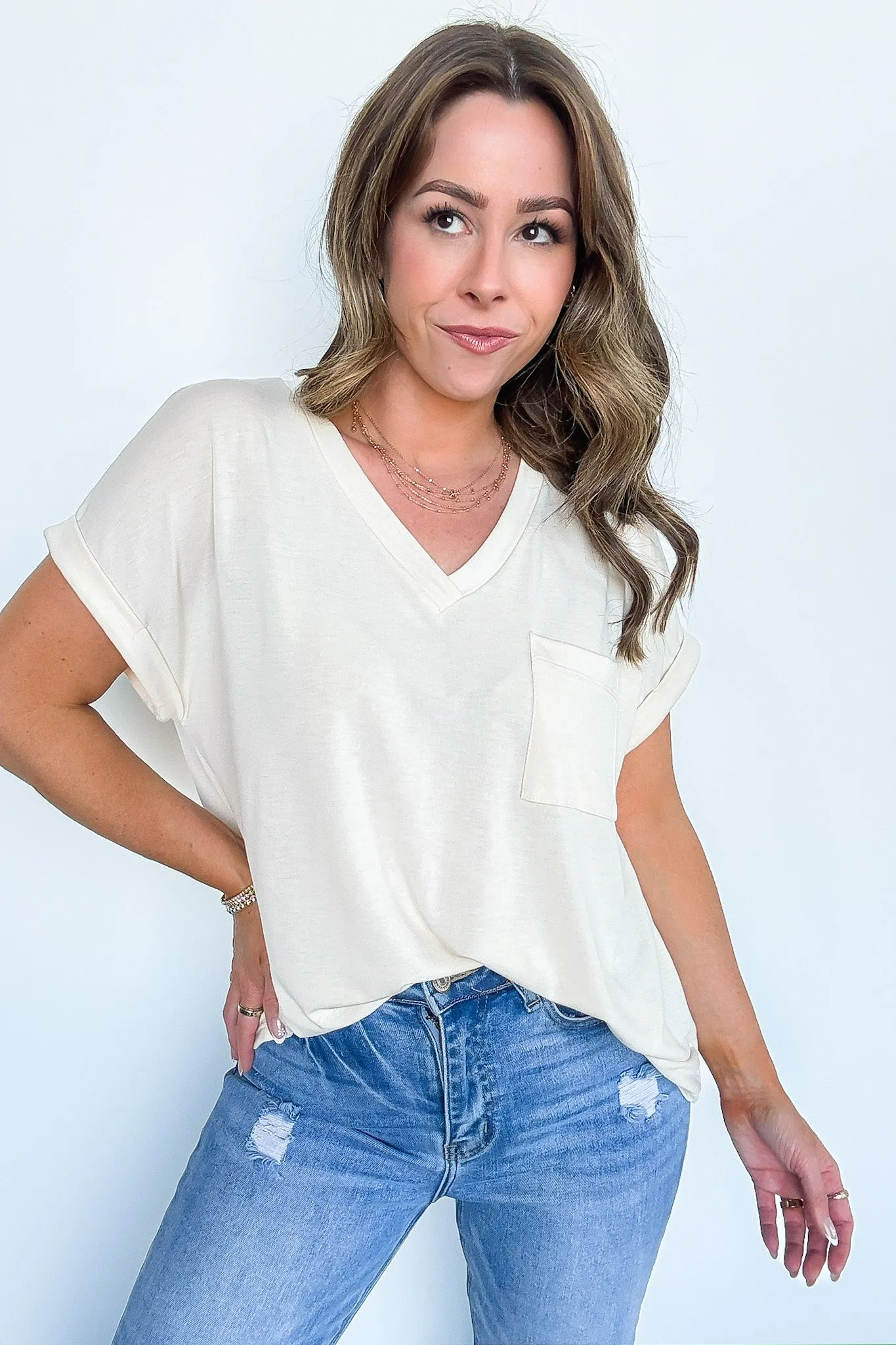The Lila Tee V-Neck Pocket Top