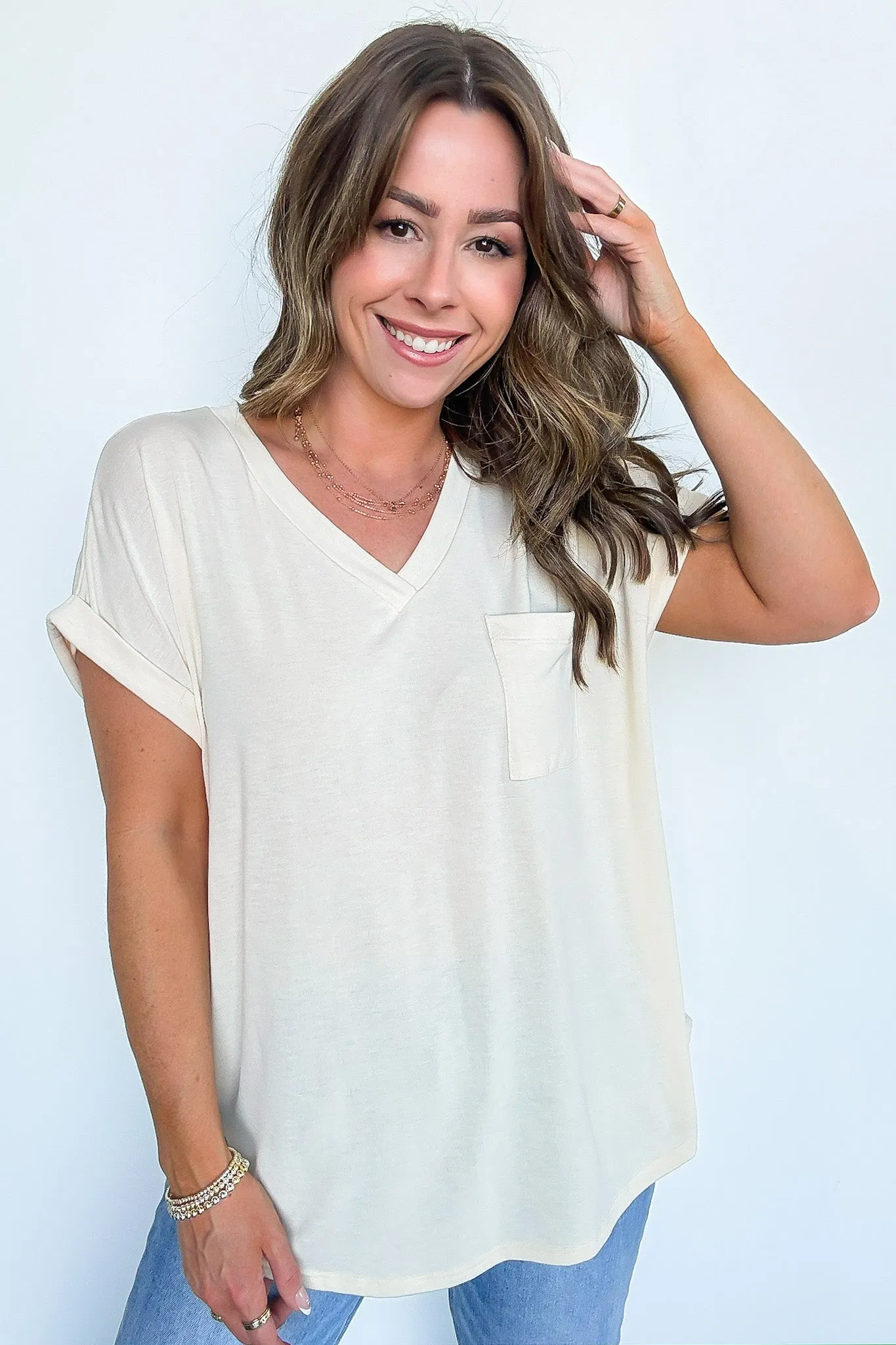 The Lila Tee V-Neck Pocket Top