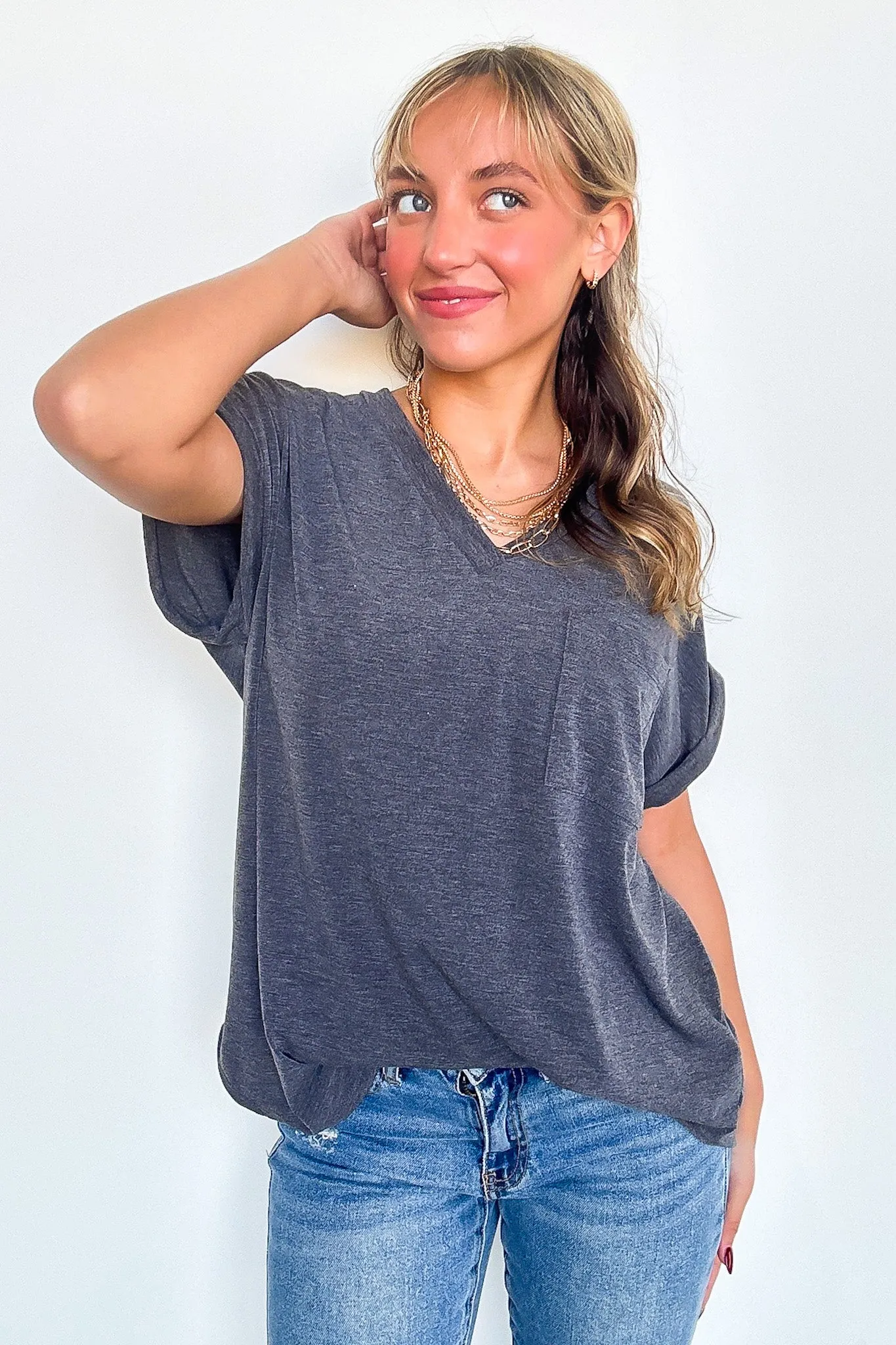 The Lila Tee V-Neck Pocket Top
