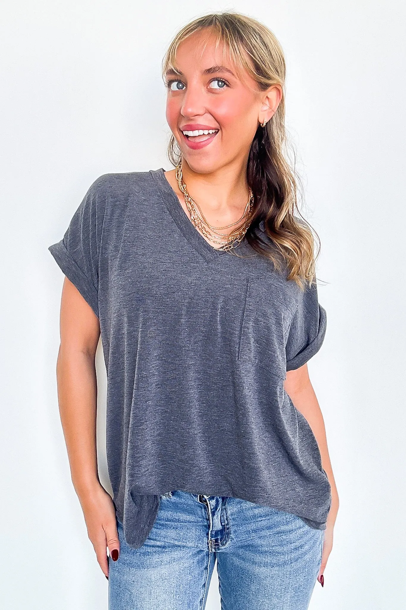 The Lila Tee V-Neck Pocket Top