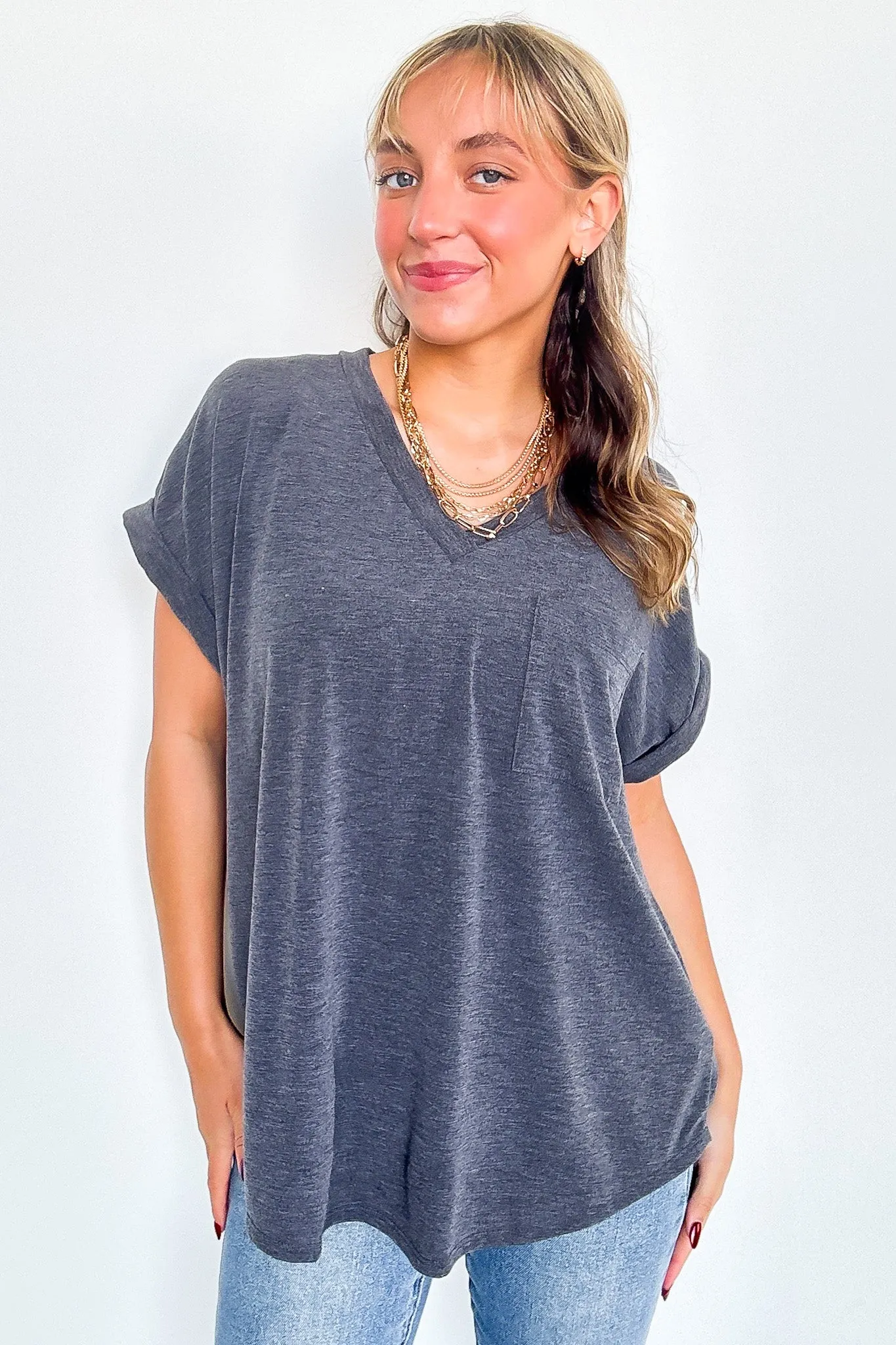 The Lila Tee V-Neck Pocket Top