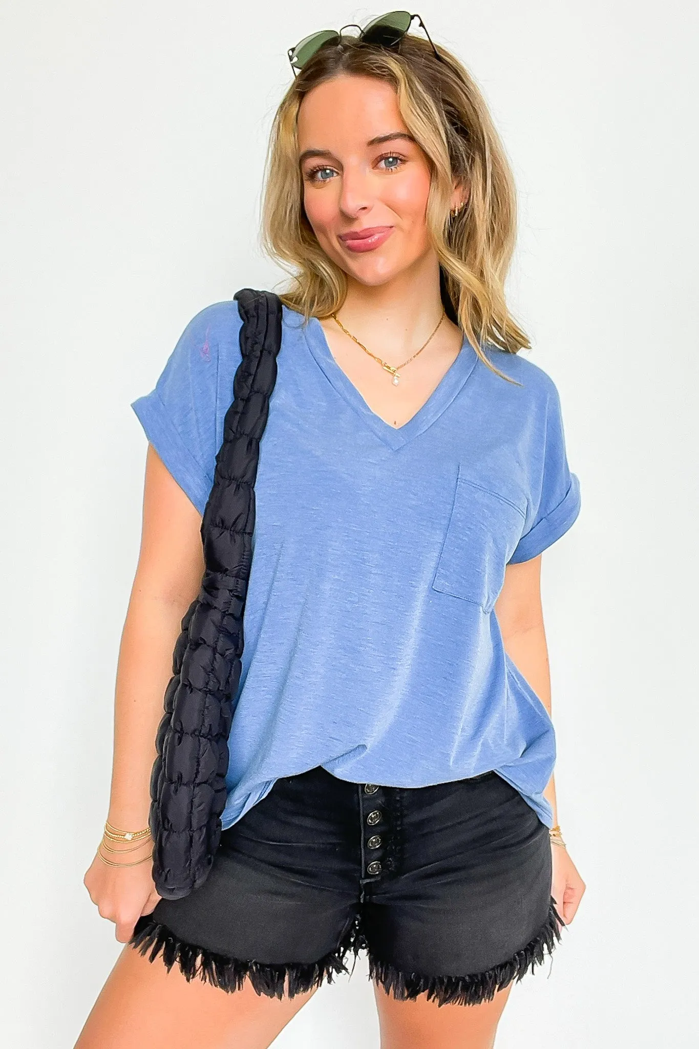 The Lila Tee V-Neck Pocket Top
