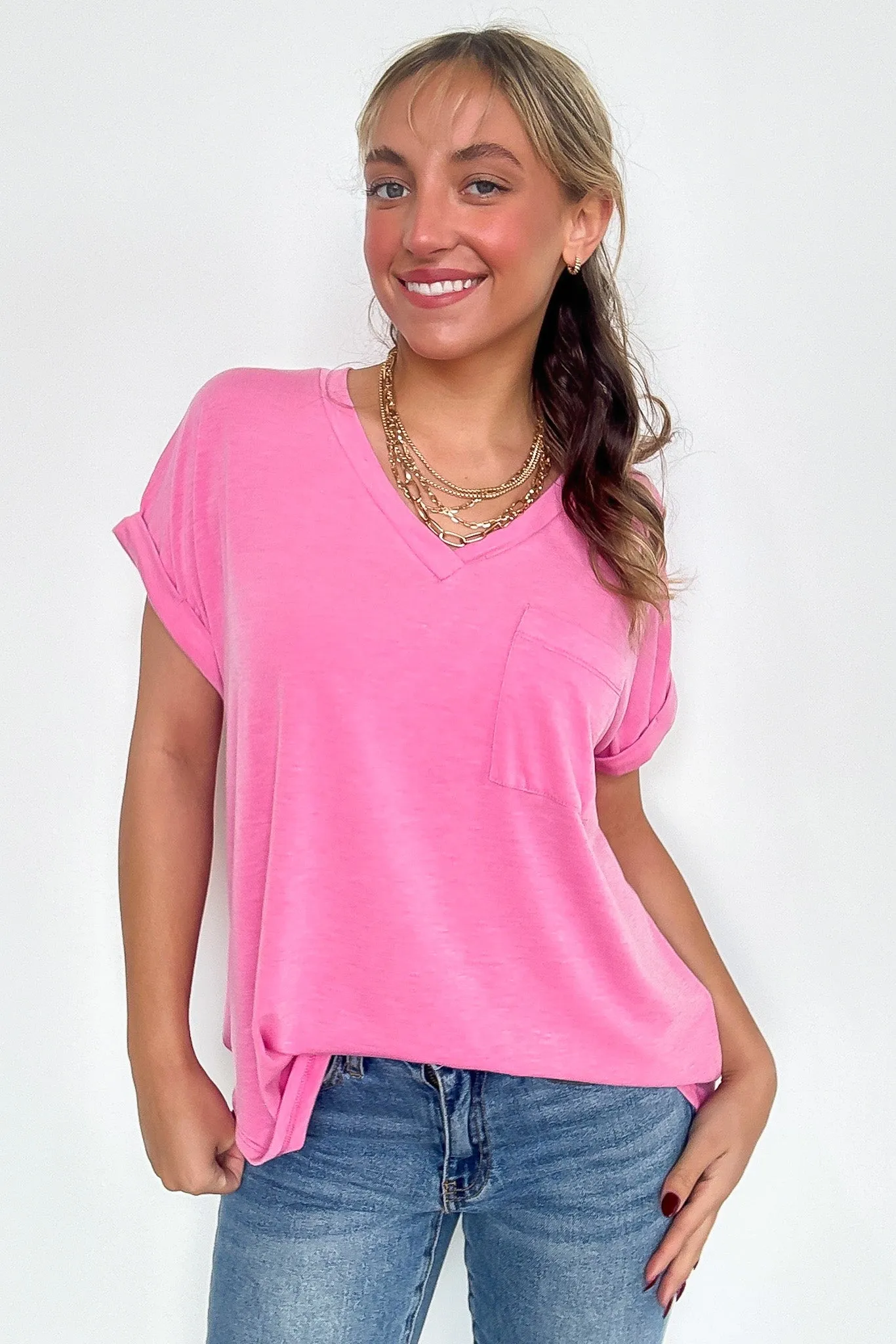 The Lila Tee V-Neck Pocket Top