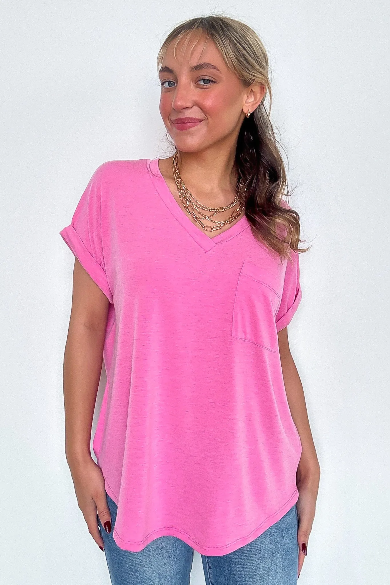 The Lila Tee V-Neck Pocket Top