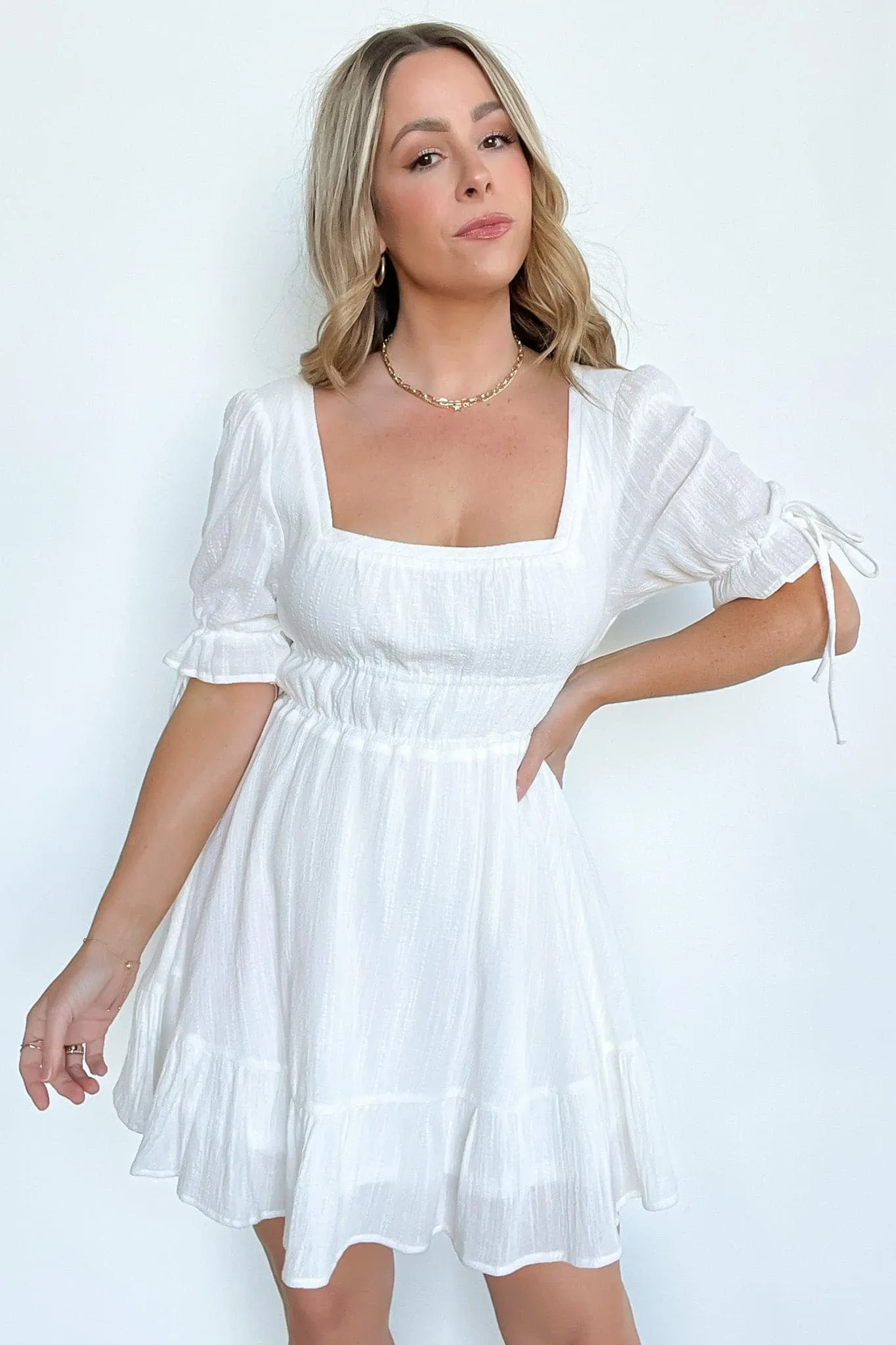 Thinking Sweetly Square Neck Tiered Peasant Dress - FINAL SALE