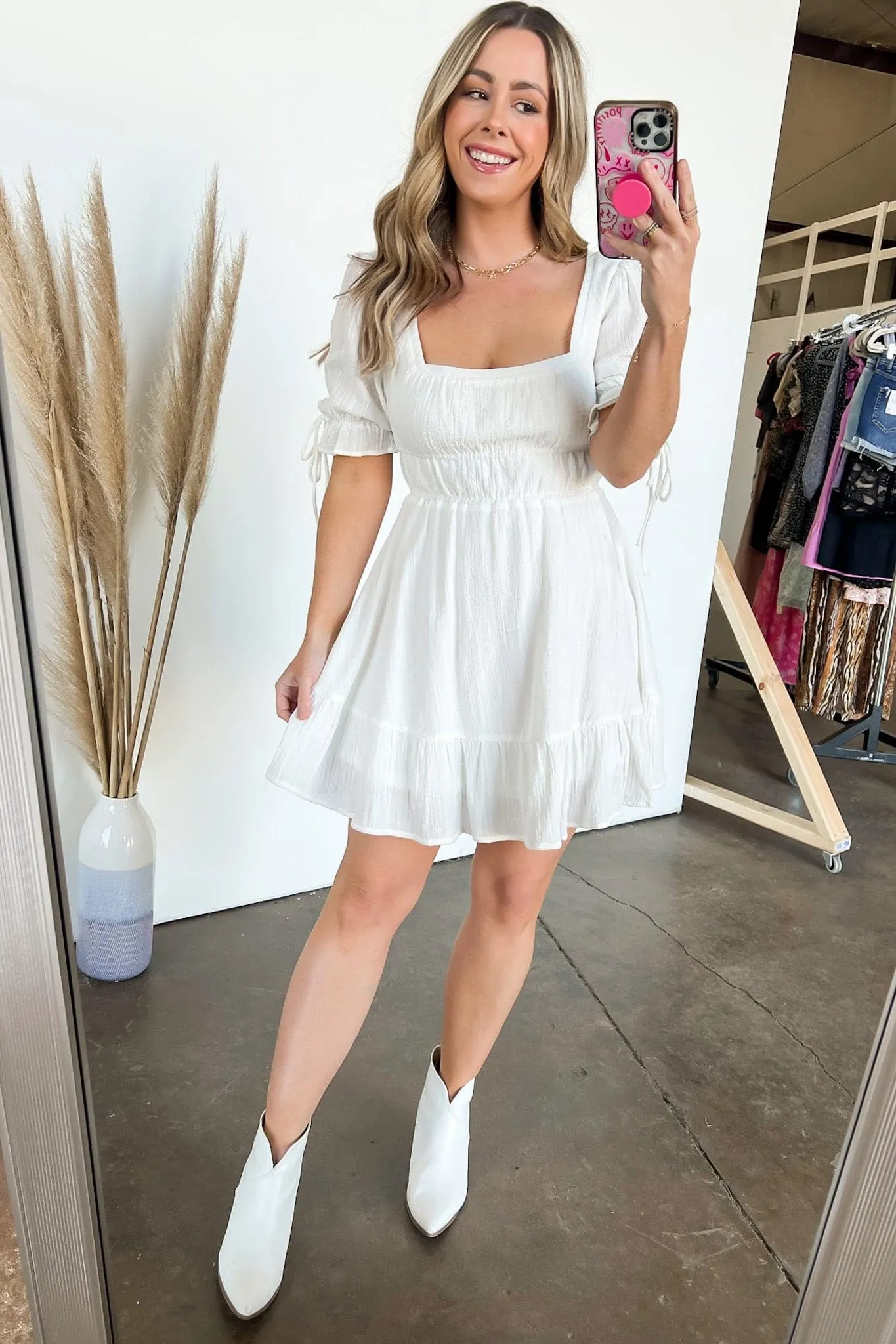 Thinking Sweetly Square Neck Tiered Peasant Dress - FINAL SALE