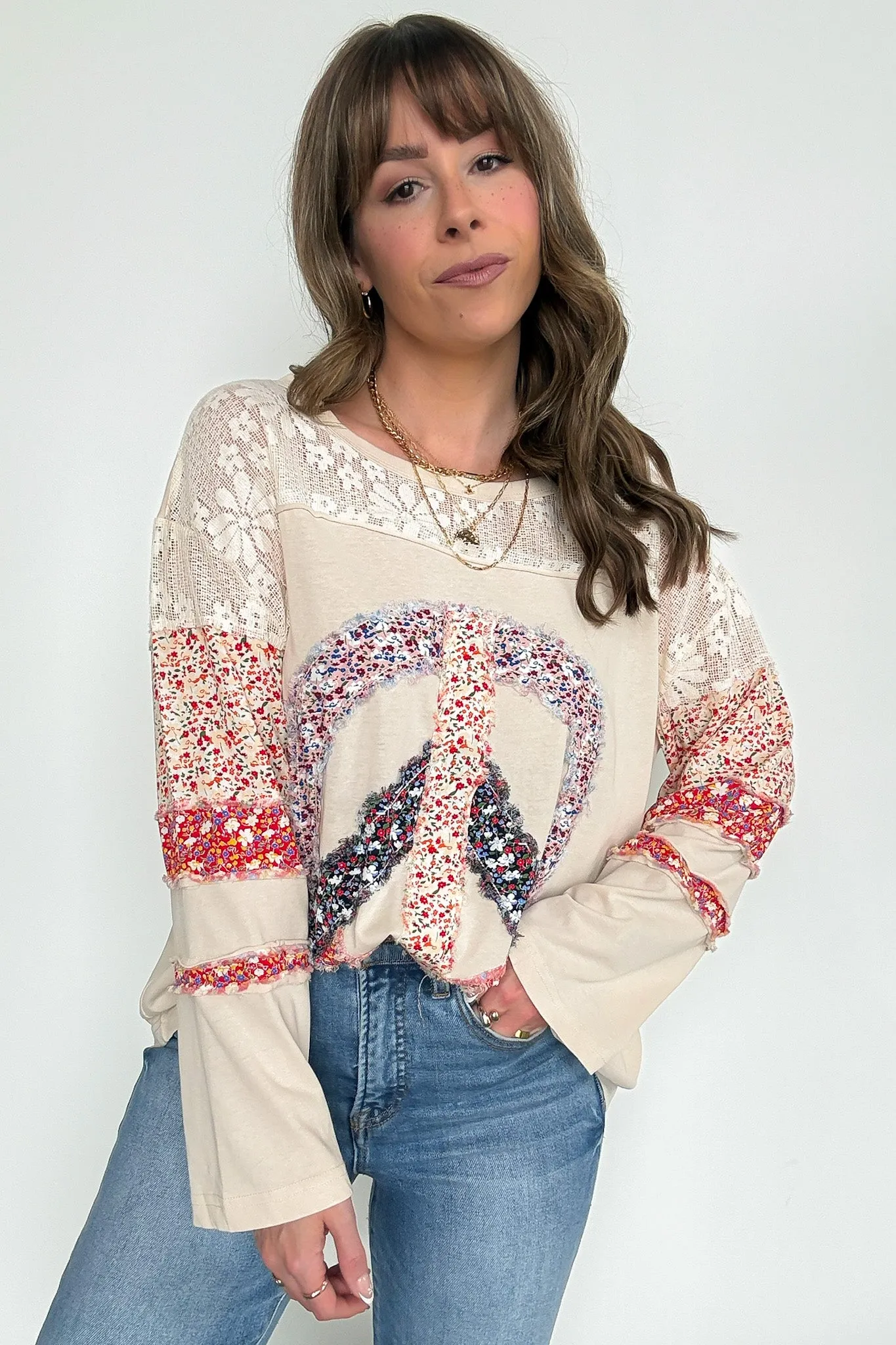 Thriving Energy Peace Sign Flower Top
