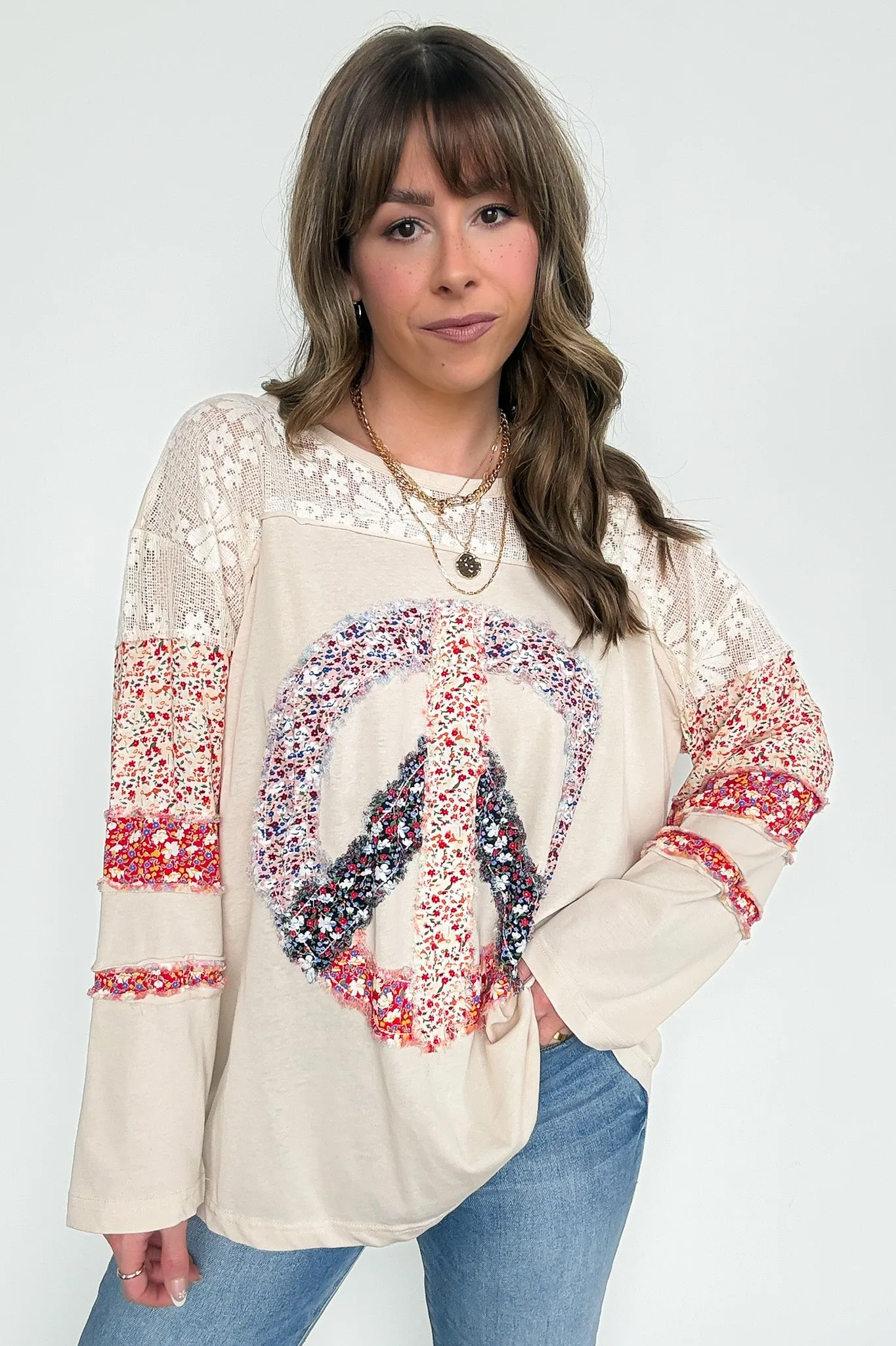 Thriving Energy Peace Sign Flower Top