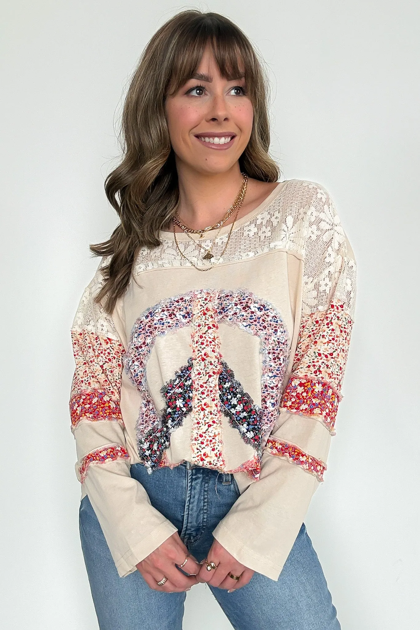 Thriving Energy Peace Sign Flower Top
