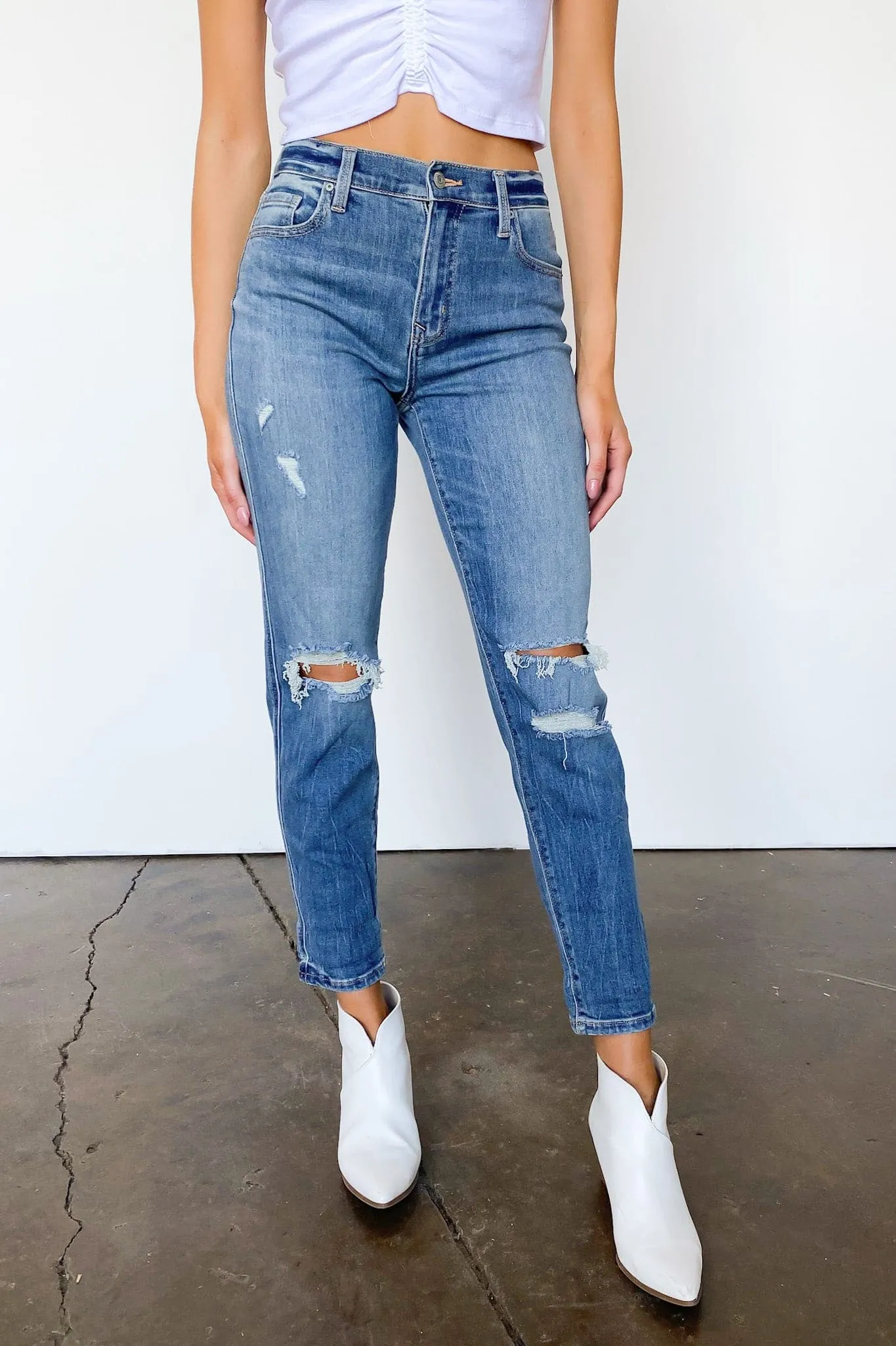 Tray High Rise Distressed Boyfriend Jeans - FINAL SALE