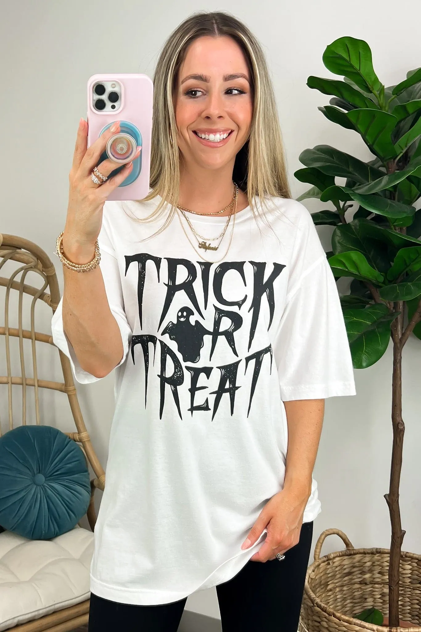 Trick or Treat Oversized Graphic Tee - FINAL SALE